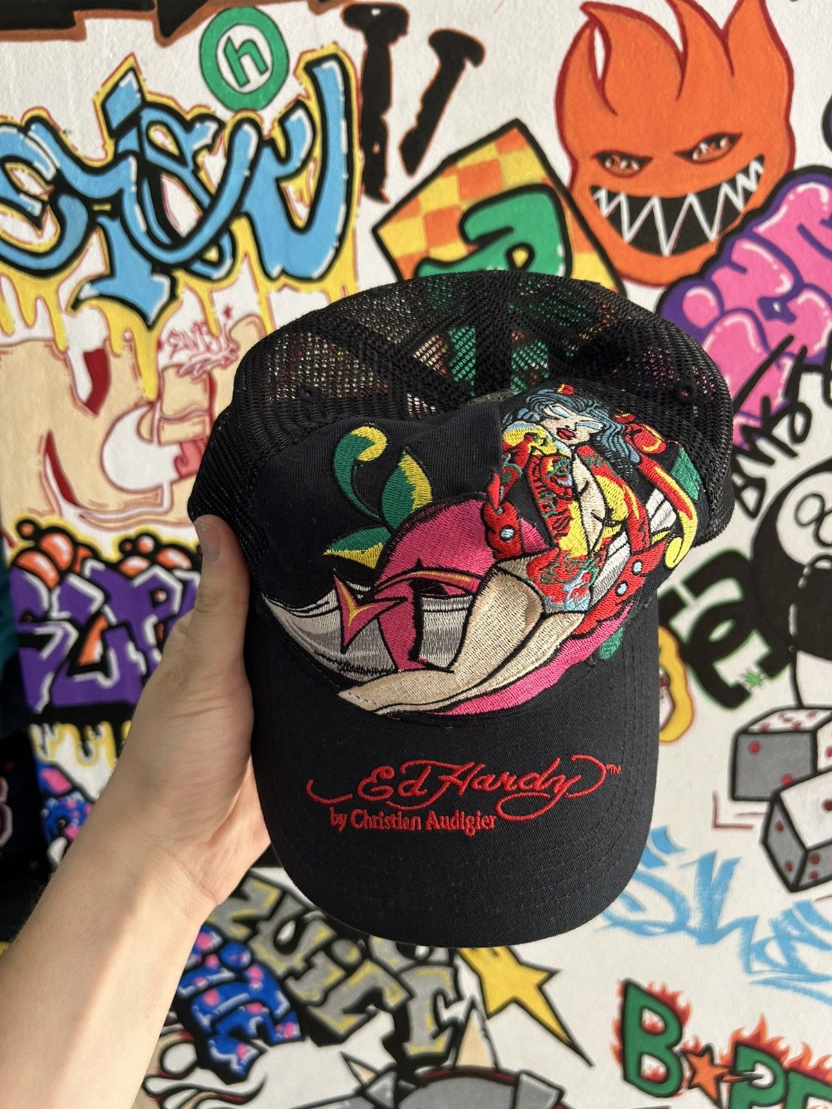 Christian Audigier × Ed Hardy × Vintage Ed hardy Piratess Trucker Hat Size ONE SIZE - 1 Thumbnail