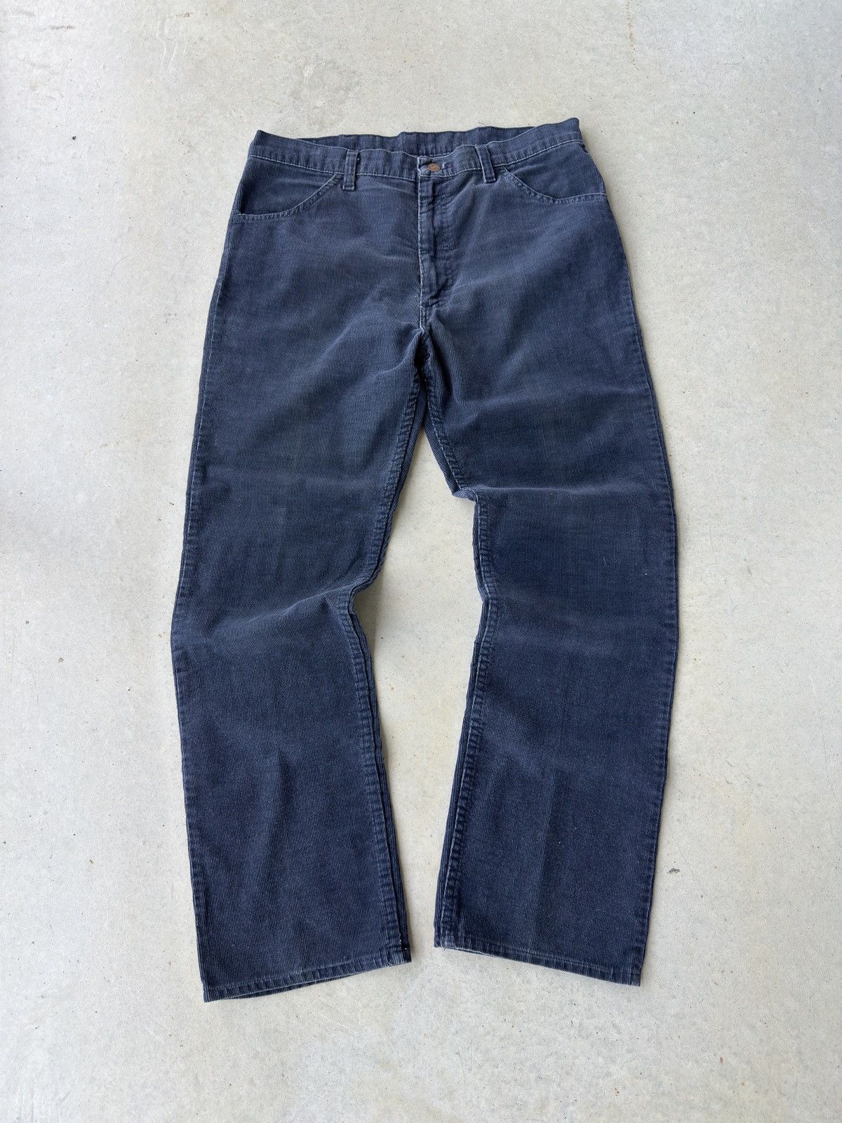 Vintage Vintage 90s Roebucks Navy Blue Corduroy Loose Fit Pants Size US 34 / EU 50 - 2 Thumbnail