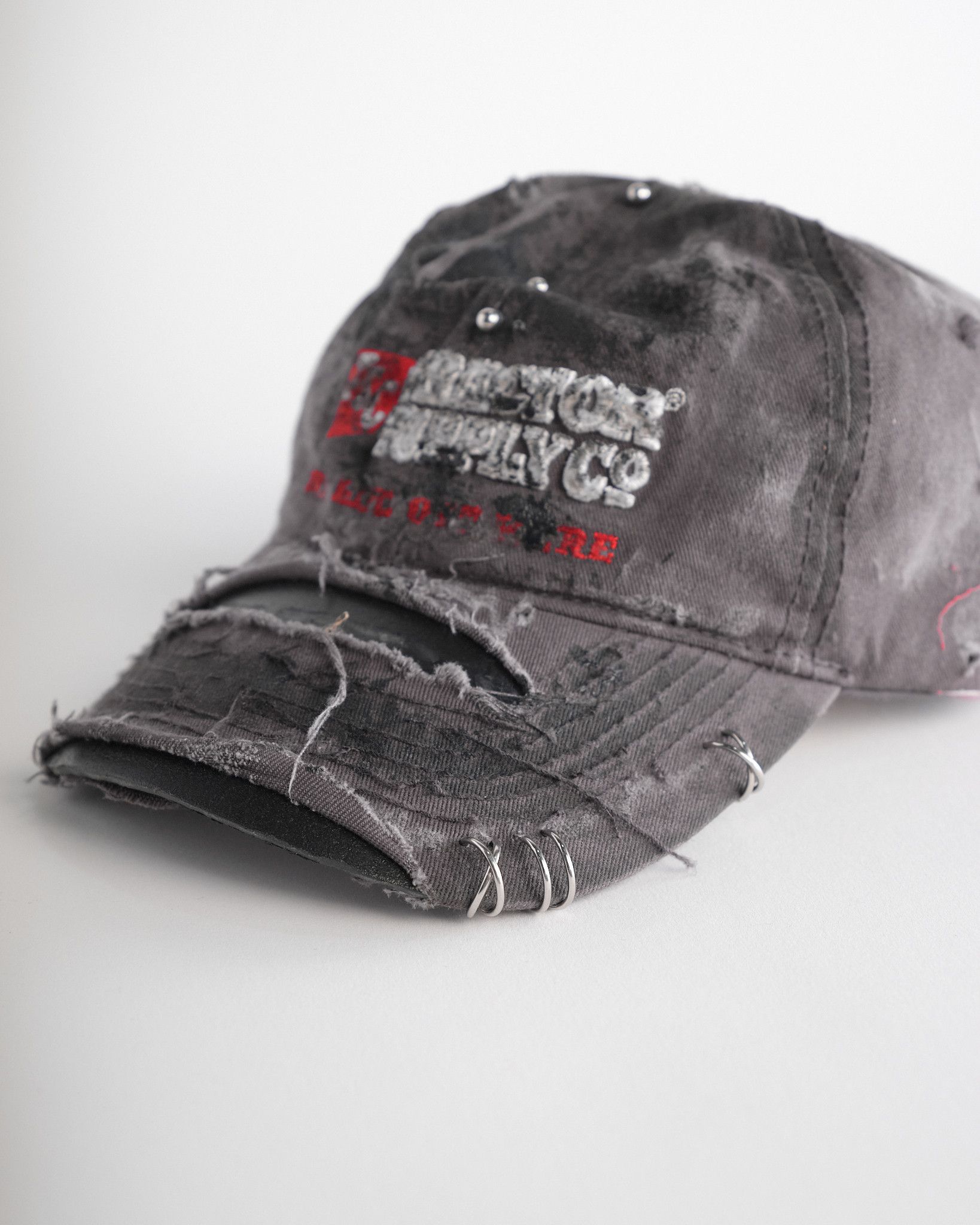 Vintage ASTROBOI* 'Tractor Supply' Grey Distressed & Pierced Hat Size ONE SIZE - 3 Thumbnail