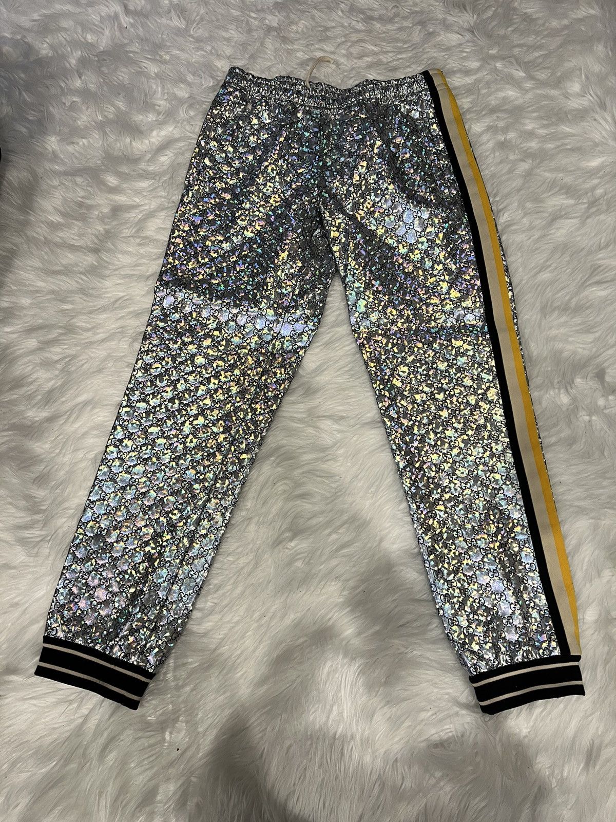 image of Gucci Silver Holographic GG Pants, Men's (Size 30)