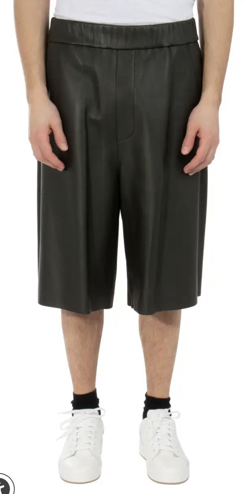 AMI BNWT $1160 Ami Paris Dark Olive Green Lamb Leather Shorts Size US 34 / EU 50 - 13 Thumbnail