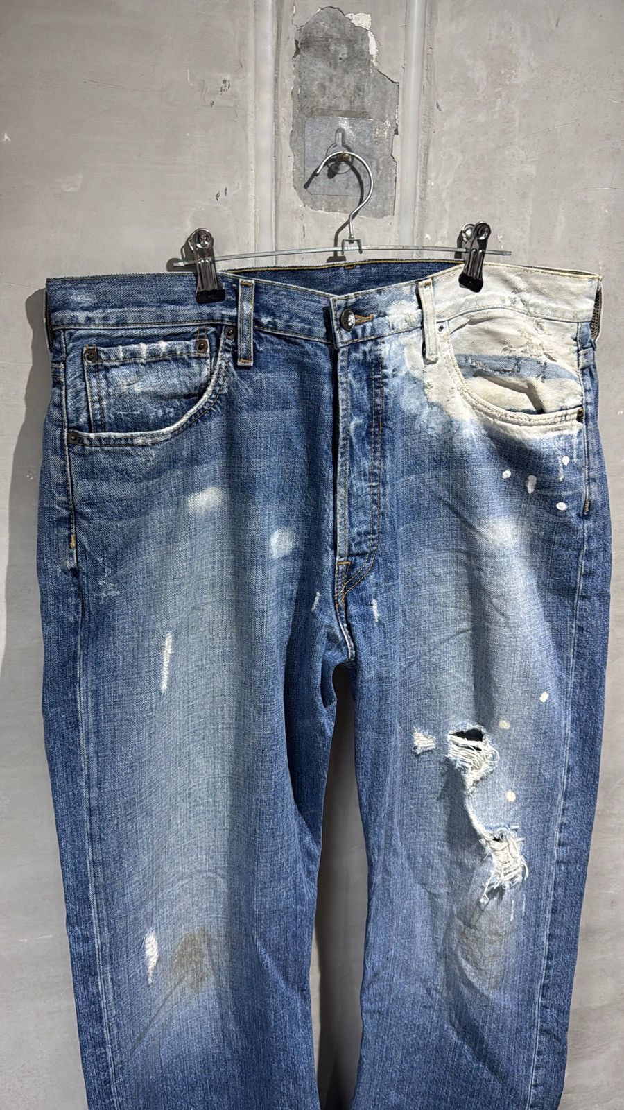 Ruehl No. 925 Ruehl 925 Distressed Boot Cut Paint Splatter Denim Jeans Size US 35 - 18 Thumbnail