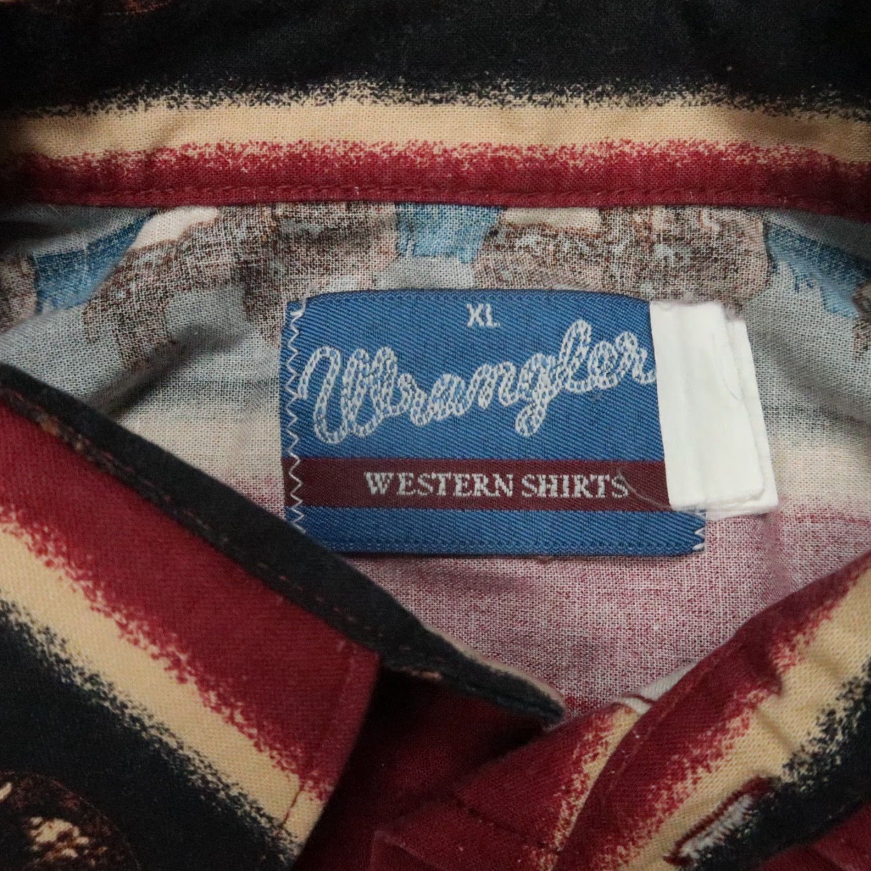 Wrangler VINTAGE Wrangler Shirt Mens XL Red Striped Buffalo Bison Pearl Snap Shirt Size US XL / EU 56 / 4 - 3 Thumbnail