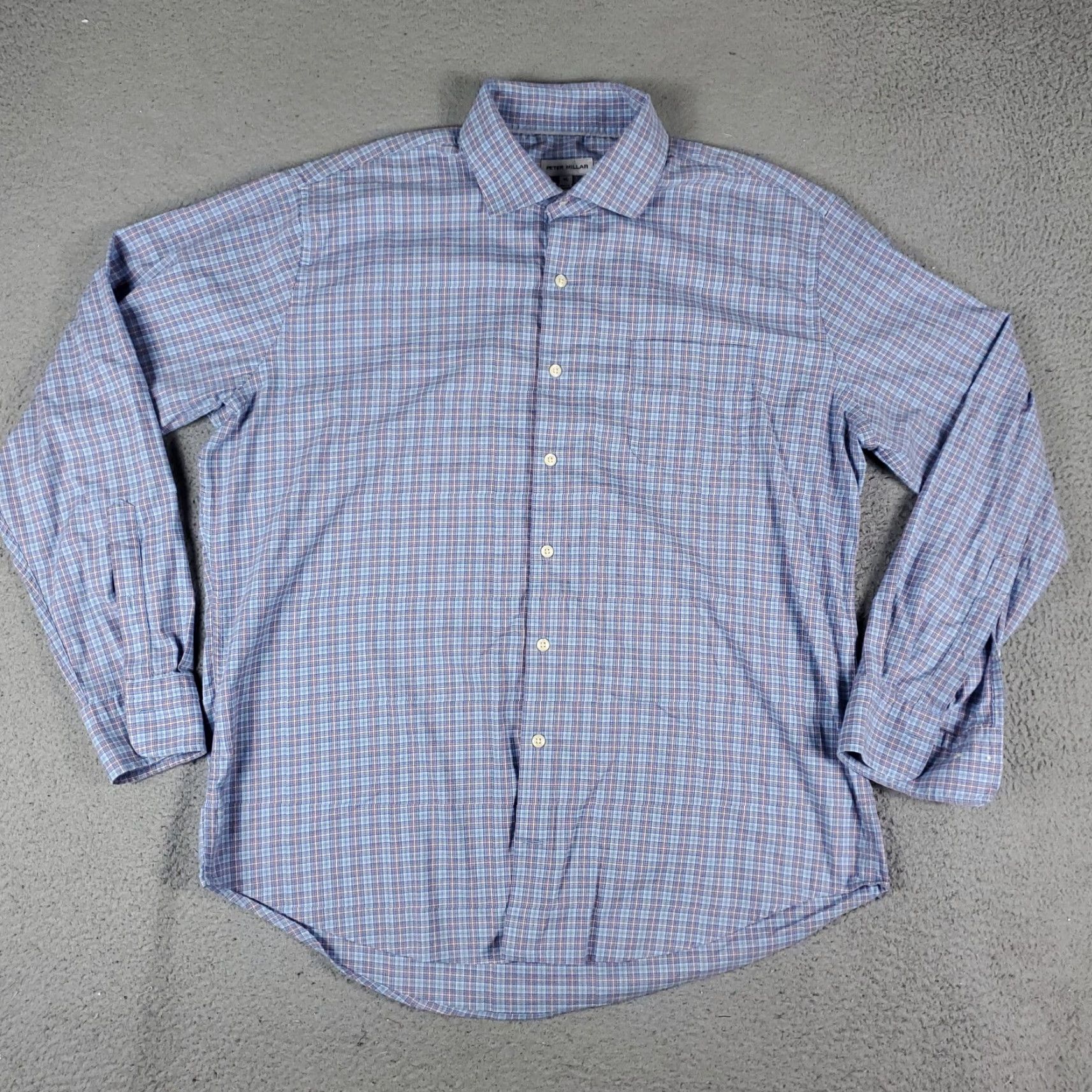 Peter Millar PETER MILLAR Shirt XL Blue Plaid Long Sleeve Button-Up Mens Size US XL / EU 56 / 4 - 2 Thumbnail