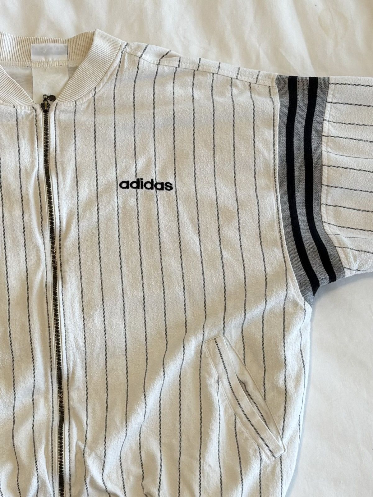 Adidas × Vintage Vintage Adidas Pinstripe Jacket 80’s/90’s Vintage Size US L / EU 52-54 / 3 - 3 Thumbnail