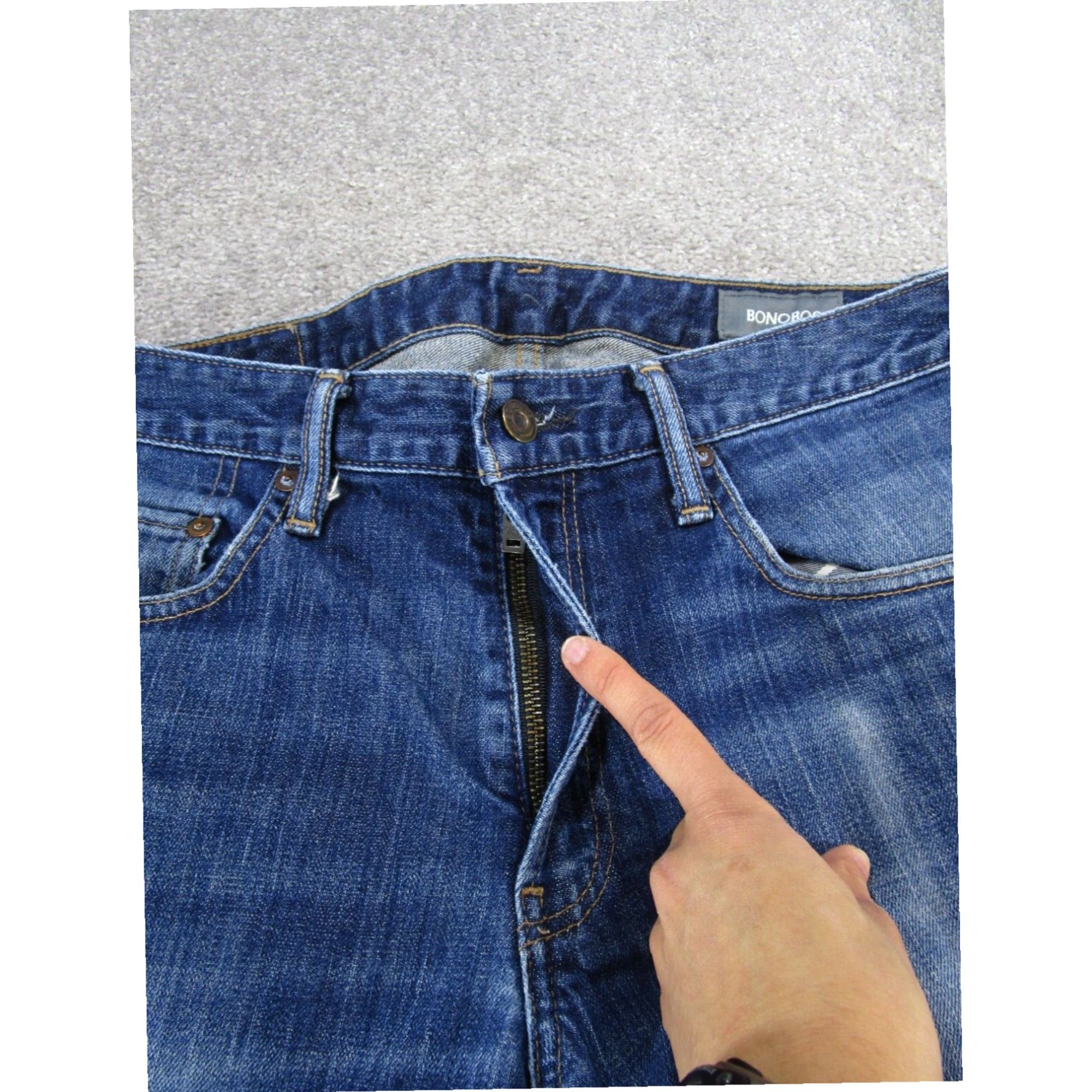 Bonobos Bonobos Mens Tailored Fit Jeans Dark Wash Ripped 32X30 Size US 32 / EU 48 - 6 Thumbnail