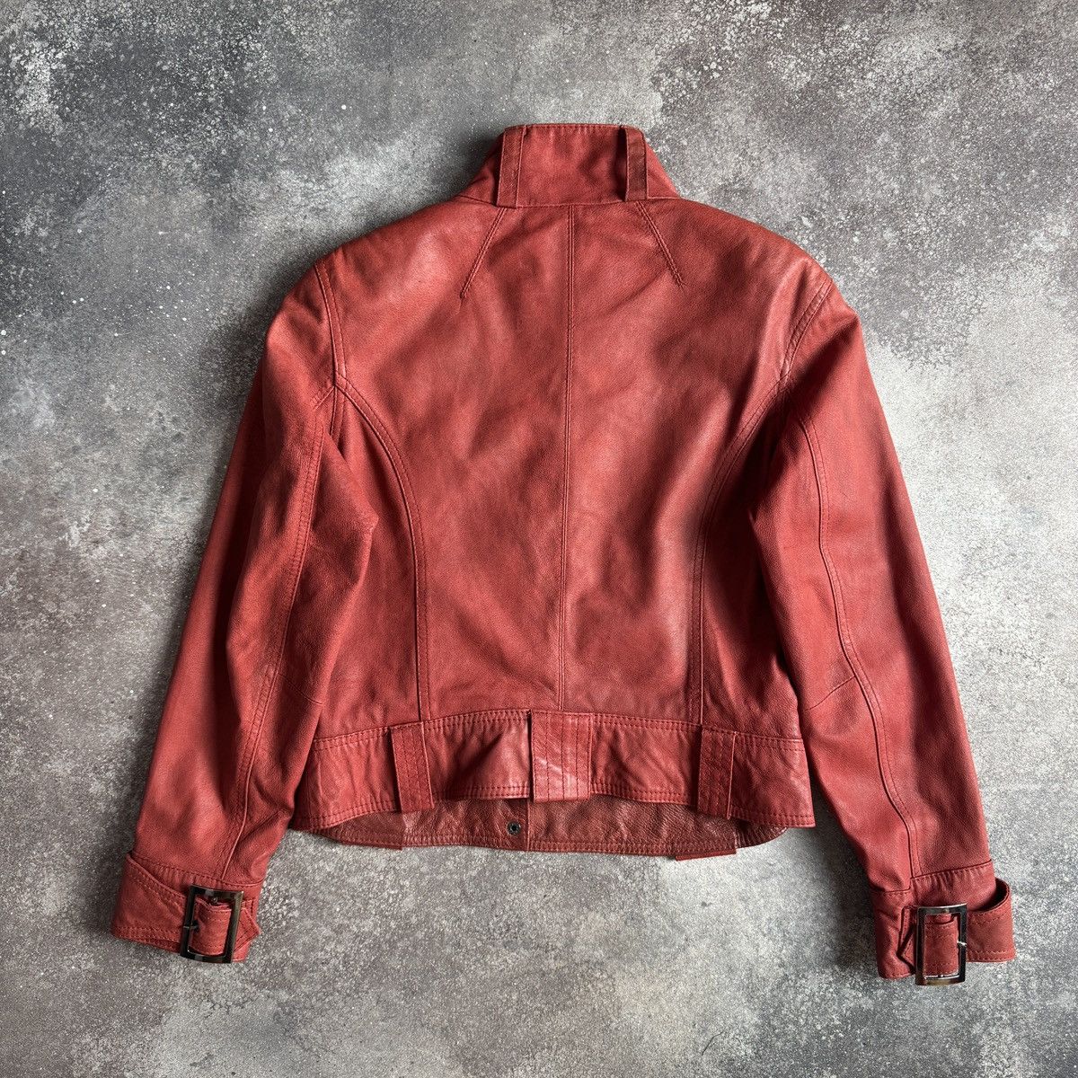 Hysteric Glamour Vintage Strap Details Y2K Red Leather Cropped Jacket Size M / US 6-8 / IT 42-44 - 4 Thumbnail