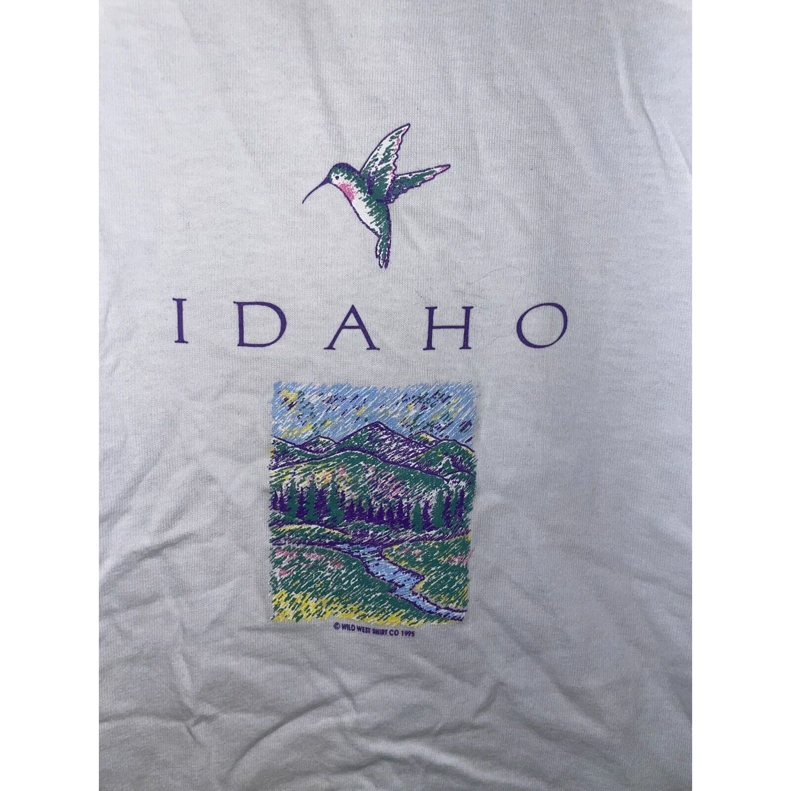 Vintage Womens Vintage Idaho Shirt Mountain White Tee Top 90s Small Size L / US 10 / IT 46 - 2 Thumbnail