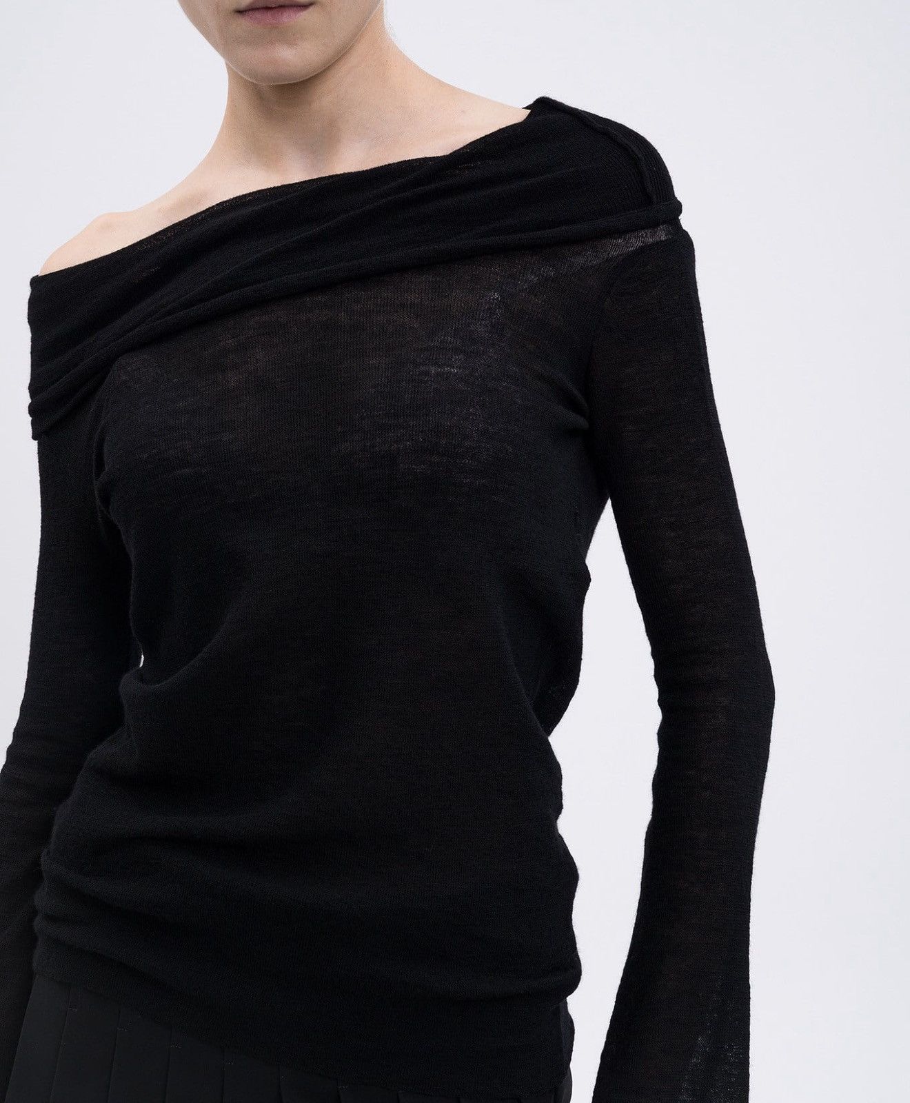 Ann Demeulemeester Ann Demeulemeester Black Tizziana Wool High-Neck Top Size S / US 4 / IT 40 - 4 Thumbnail