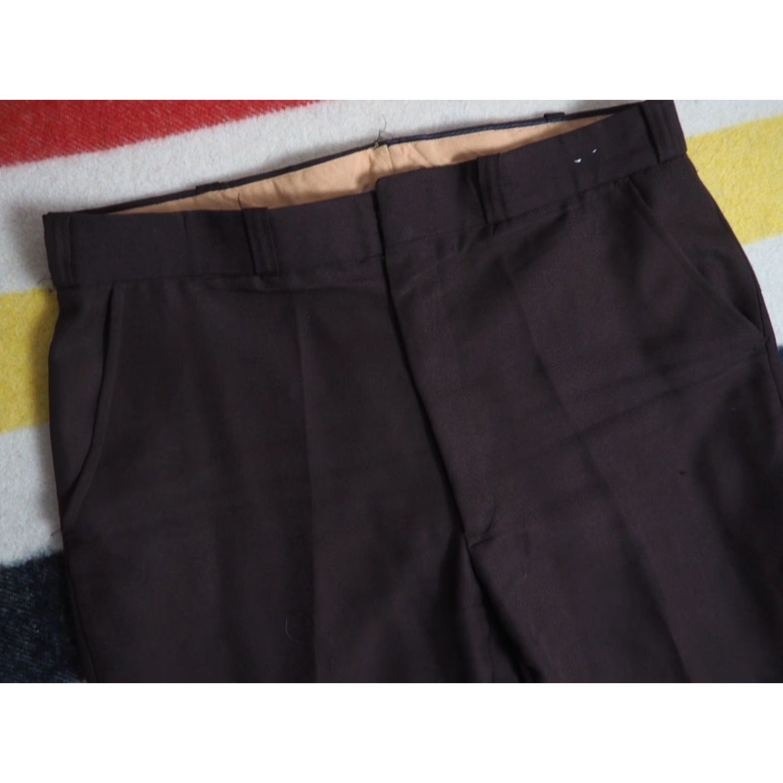 Etro VTG 70s Dark Mocha Brown Poly Retro Hippy Dress Trousers Pants Mens 37x32 Size US 37 - 3 Thumbnail