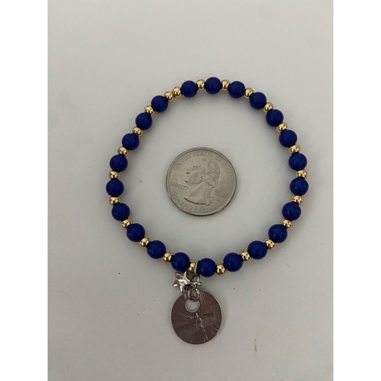 Other blue and gold bead bracelet with fancy Star charms Size ONE SIZE - 4 Thumbnail