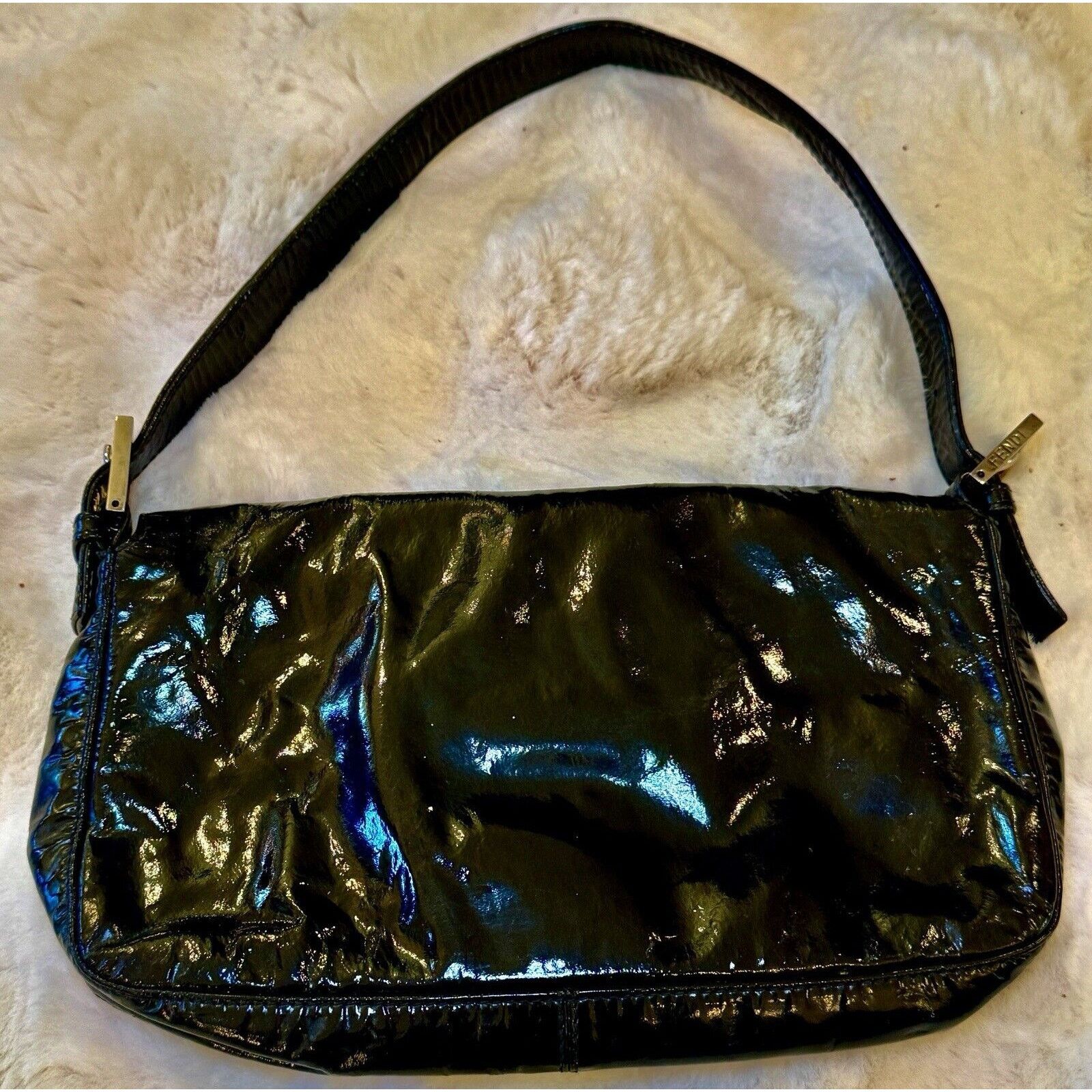 Fendi Vintage Rare Black Patent Leather FENDI BAGUETTE Handbag Size ONE SIZE - 15 Thumbnail