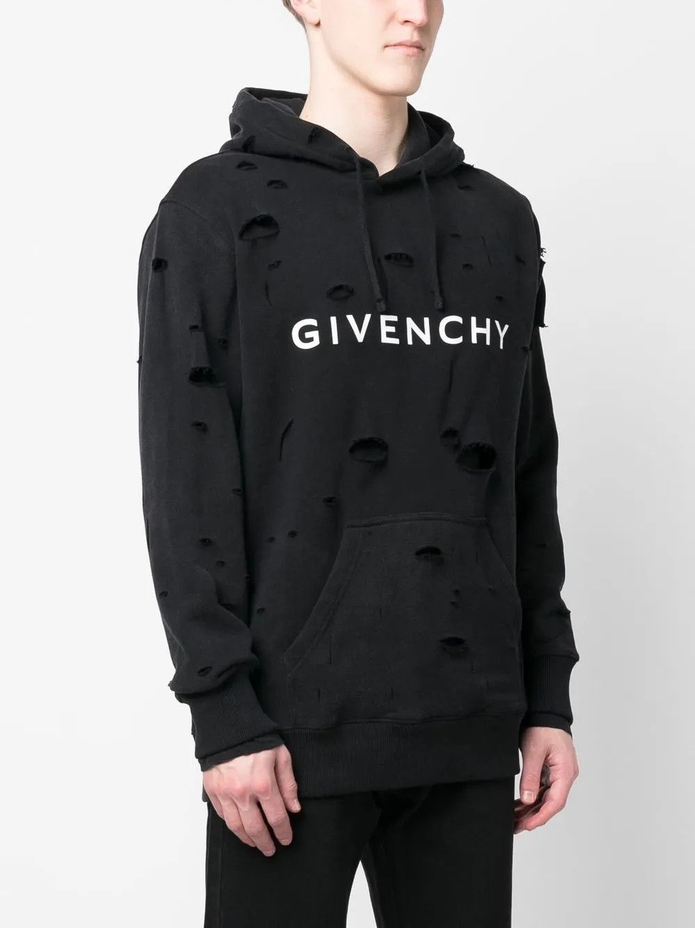 Givenchy Washed Black Double Layer Cut-Out Logo Hoodie Size US S / EU 44-46 / 1 - 2 Thumbnail