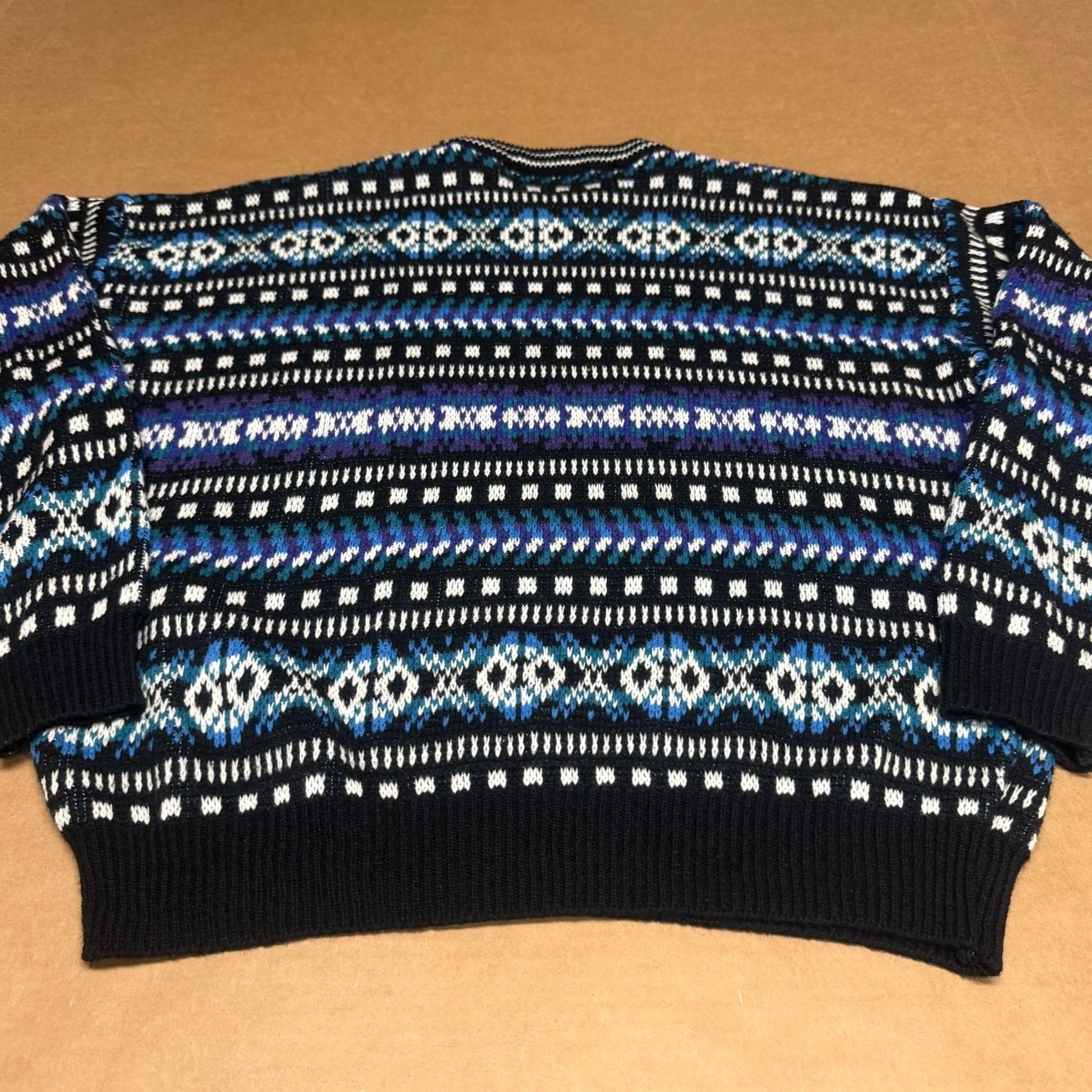 Asics Trend Basics Sweater Mens XL Black Blue Fair Isle Knit Crewneck Acrylic PULLOVER Heavyweight Multicolor Knitted Knit Size US XL / EU 56 / 4 - 6 Thumbnail