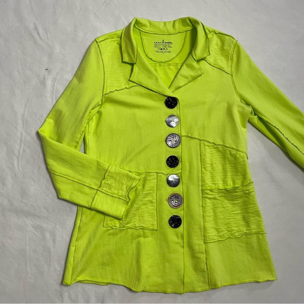 Other Neon Buddha Yellow Green Mix Buttons Cotton Jacket Size S Size S / US 4 / IT 40 - 4 Thumbnail