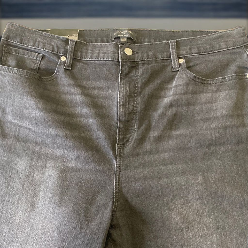 VINTAGE Banana Republic Women's Jeans Sz 34/18 High Rise Wide Leg Black Denim Casual Women's