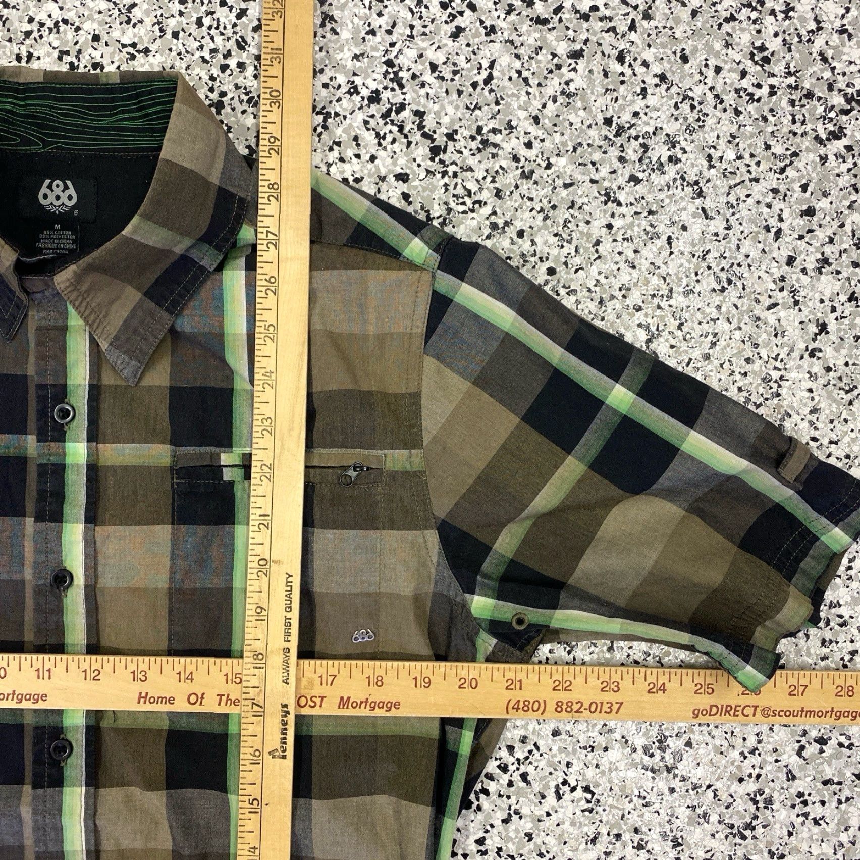 686 686 Snowboard Polo Shirt Short Sleeve Plaid Green Brown Medium Size US M / EU 48-50 / 2 - 3 Thumbnail
