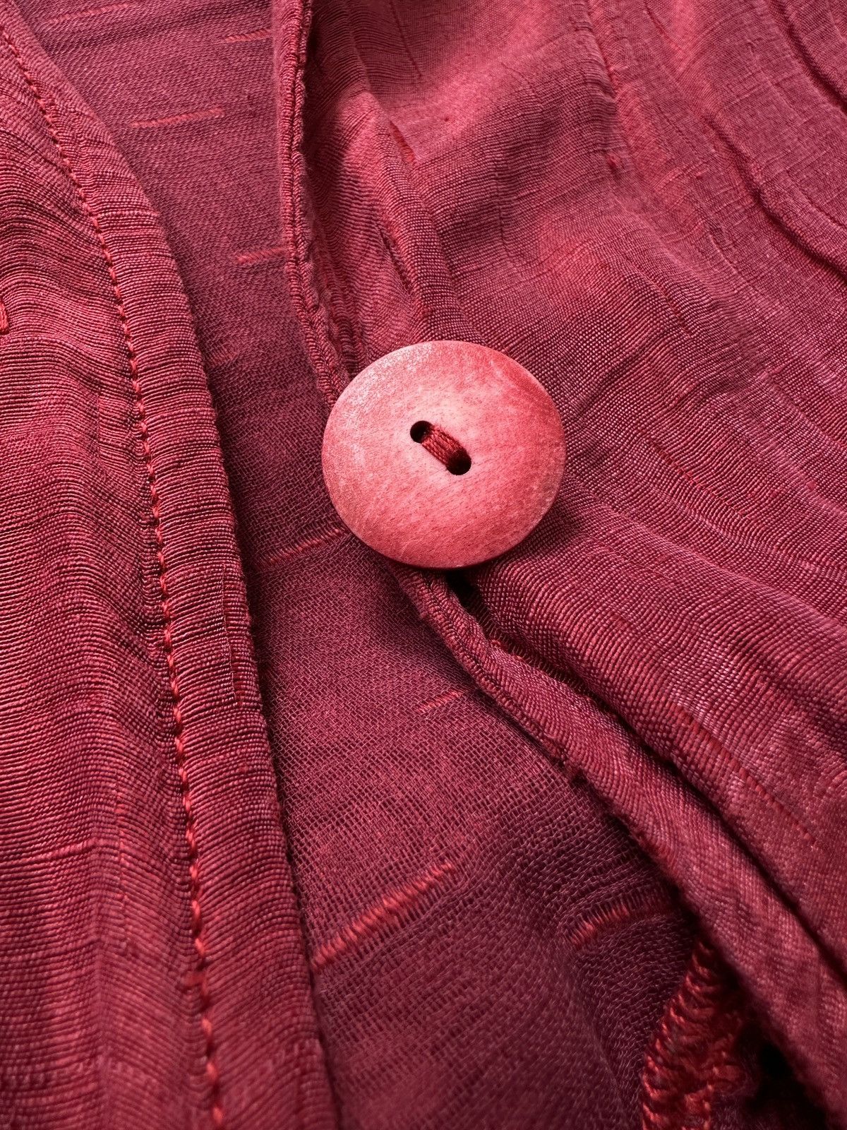 Other GRIZAS Cherry Red Crinkled Silk Linen Flared Shirt Dress Size L / US 10 / IT 46 - 8 Thumbnail