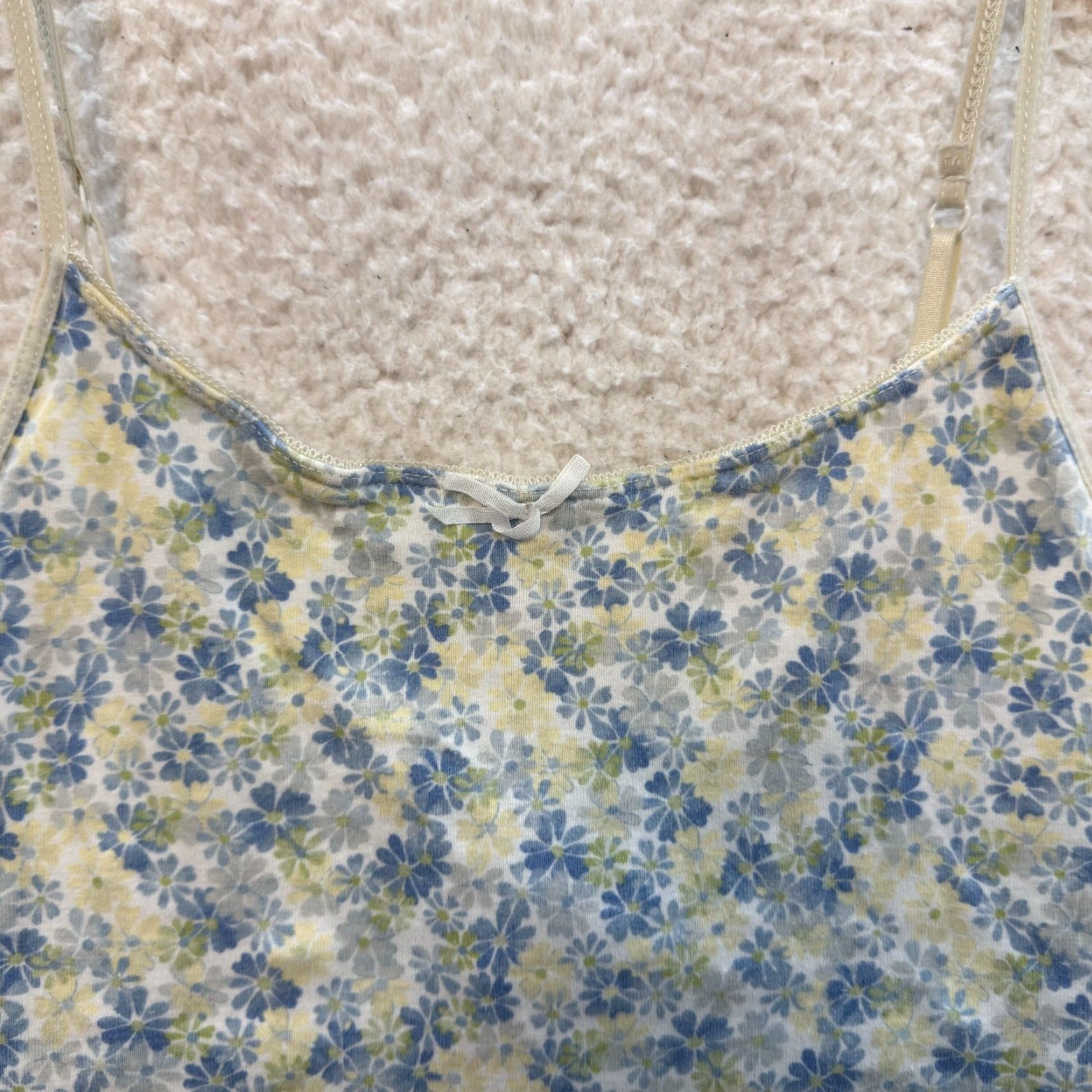 Vintage VINTAGE Y2K Camisole Tank Top Blue Medium Ditsy Floral Coquette Fairy Cottage Shirt Womens M Size M / US 6-8 / IT 42-44 - 3 Thumbnail