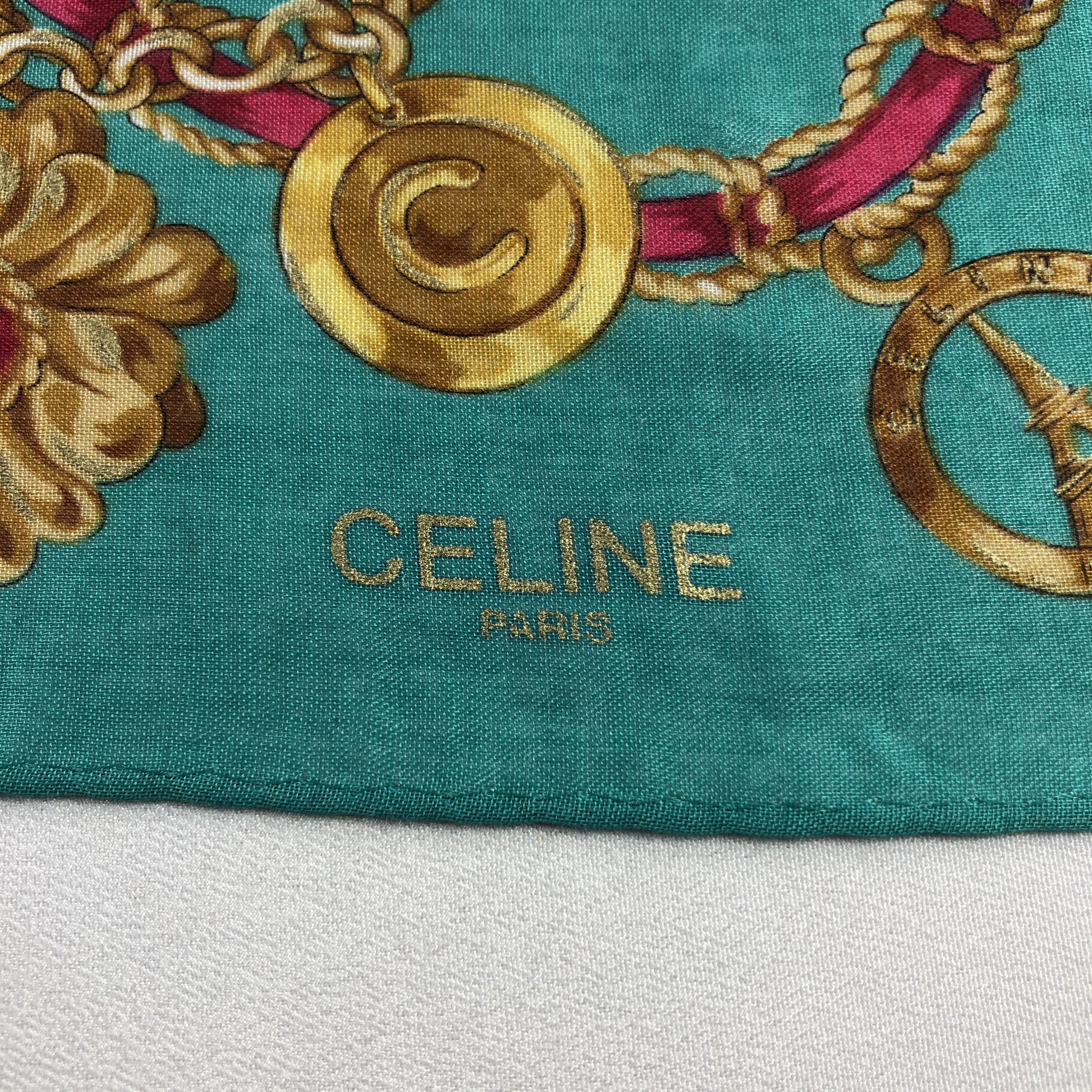 Vintage Celine Chains Handkerchief Neckerchief Bandana H2561 Size ONE SIZE - 3 Thumbnail