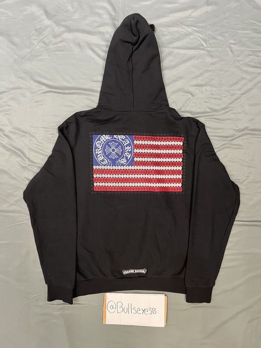 Chrome Hearts Chrome hearts USA flag black hoodie | Grailed