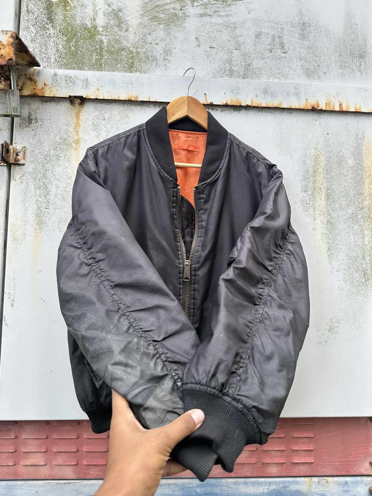 Vintage 👹Vintage THRASHED MA-1 Man Intermediate Bomber Jacket Size US M / EU 48-50 / 2 - 6 Thumbnail