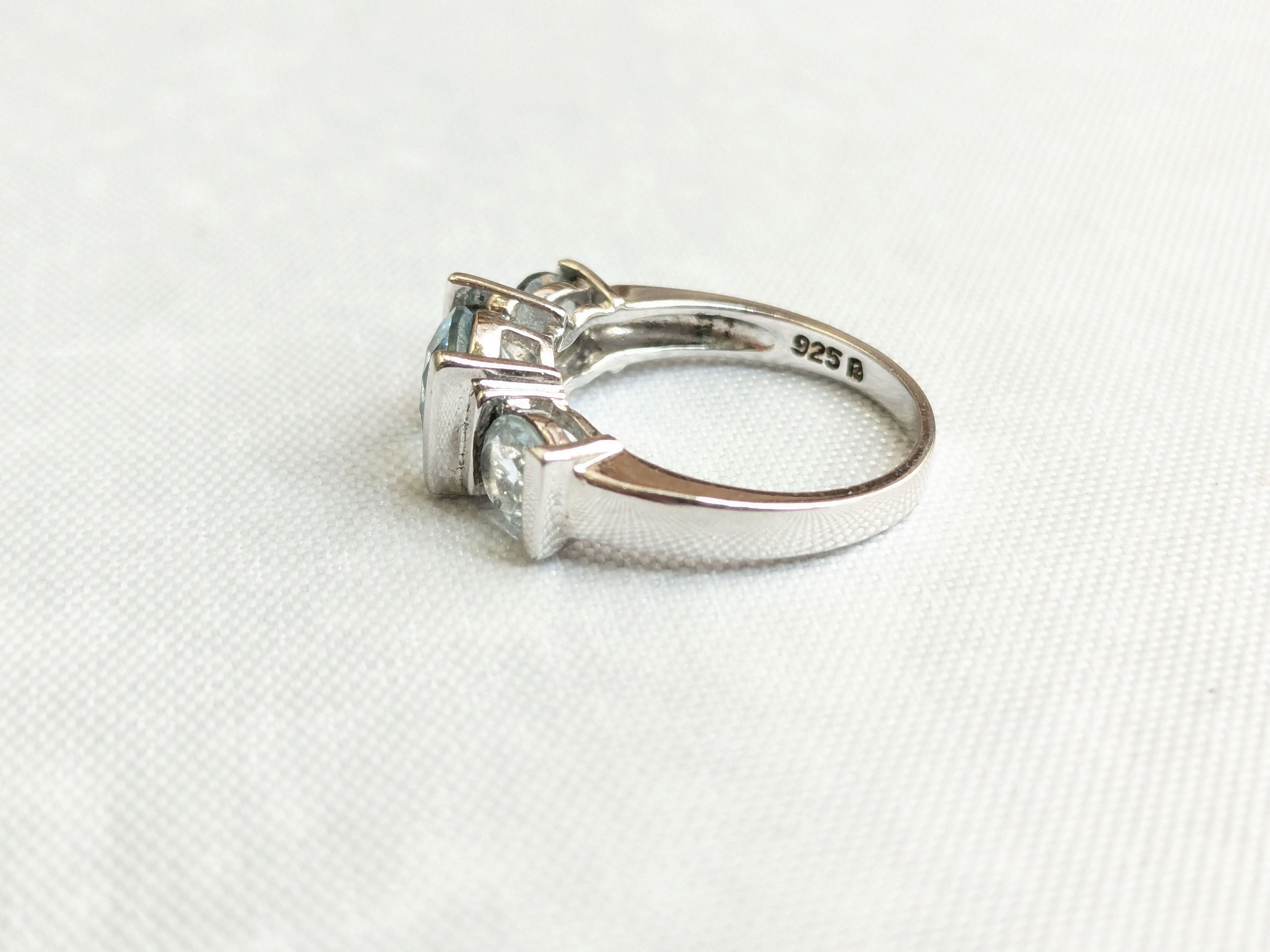 Jewelry Vintage Sterling Silver Ring Blue Aquamarine 6 Size ONE SIZE - 2 Thumbnail