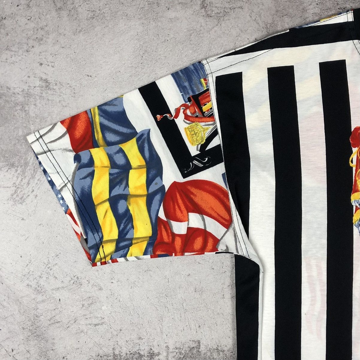 Versace Vintage 90s Versace Jeans Couture AOP Flags Heraldry Tee Size US XL / EU 56 / 4 - 8 Thumbnail