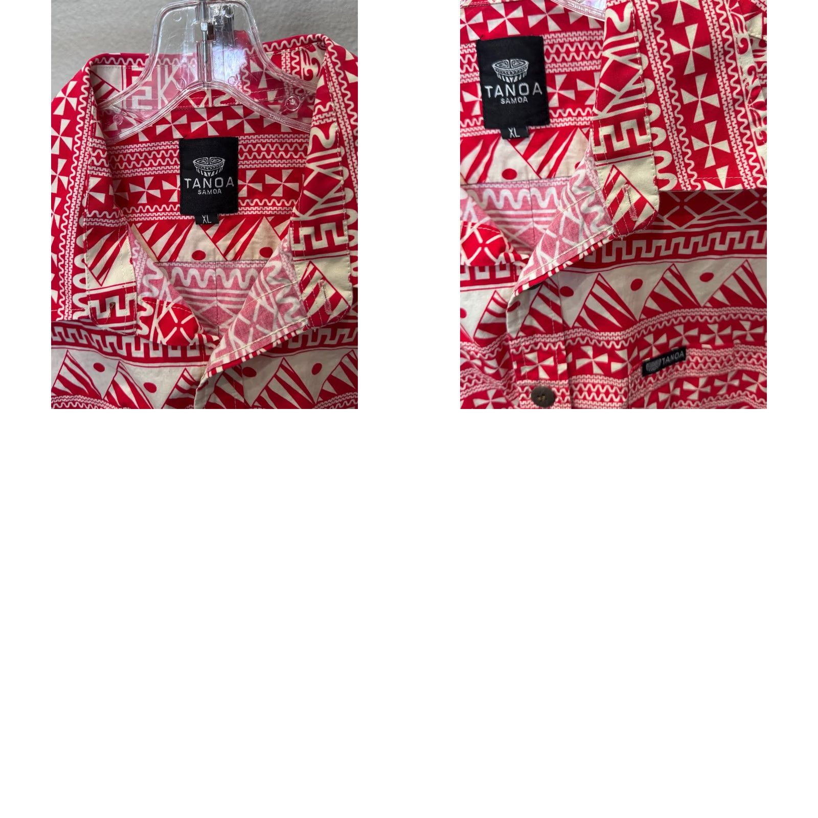 Vintage Tanaoa Samoa Bold Red Tribal BUTTON UP SHIRT XL Size US XL / EU 56 / 4 - 8 Thumbnail