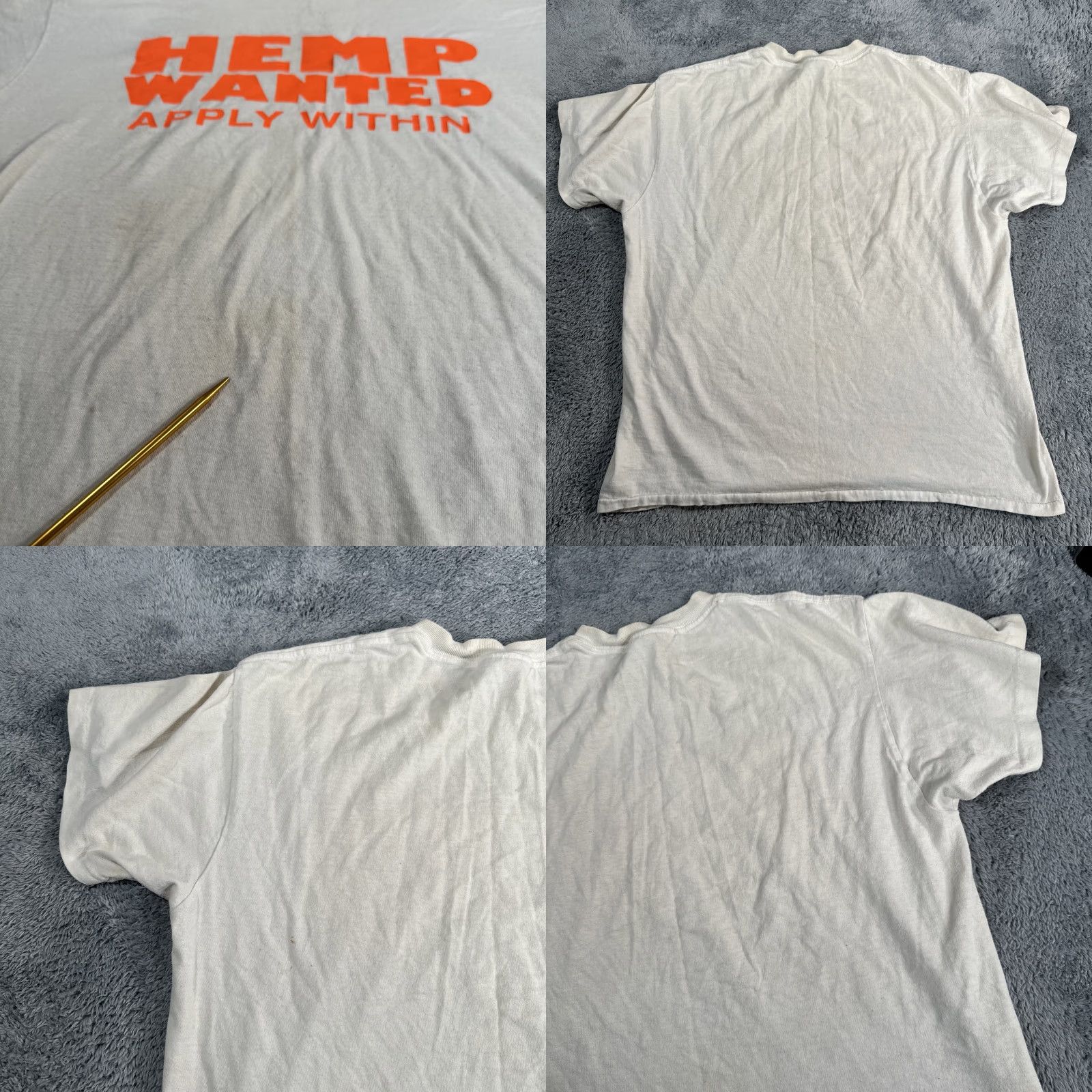 Vintage VINTAGE Cannabis Marijuana Hemp Wanted Neon Shirt 90s Ganja Weed Leaf Size L White Men T-Shirt Cotton Size US L / EU 52-54 / 3 - 8 Thumbnail