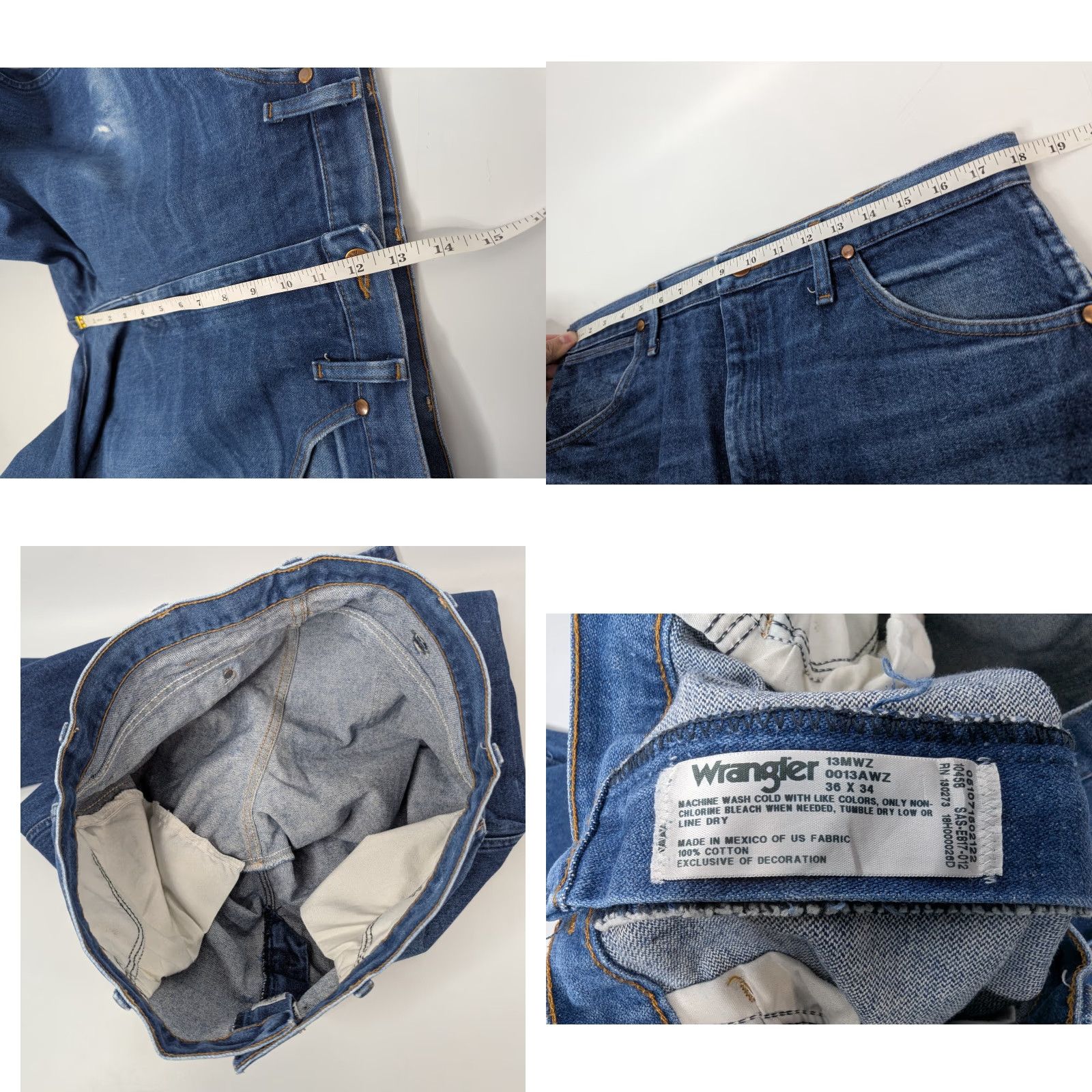 Wrangler VINTAGE Wrangler Cowboy Cut 13MWZ Jeans Men 36x34 Bootcut Western Workwear Distressed Blue Denim USA Cowboy Theme Mens Jeans Size US 36 / EU 52 - 8 Thumbnail