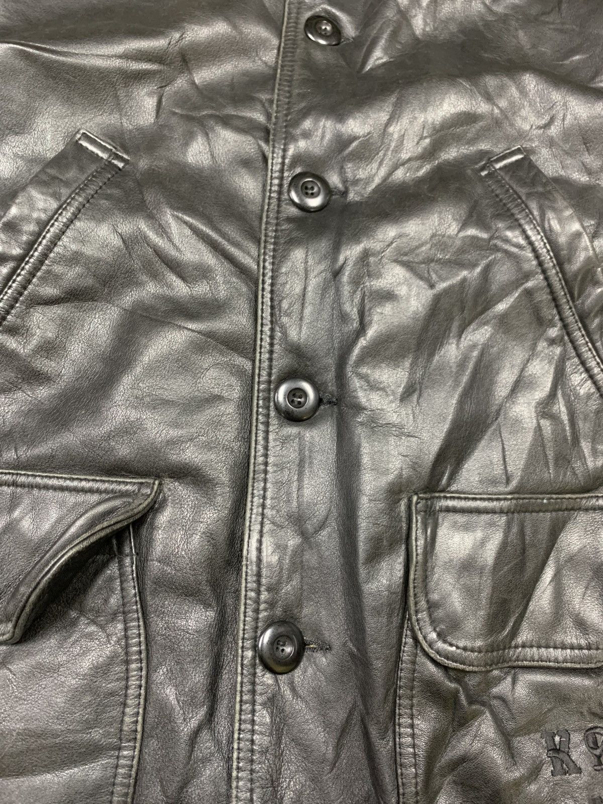 Kenzo Kenzo Jeans Vintage Distressed Leather Jacket Size US XL / EU 56 / 4 - 10 Thumbnail