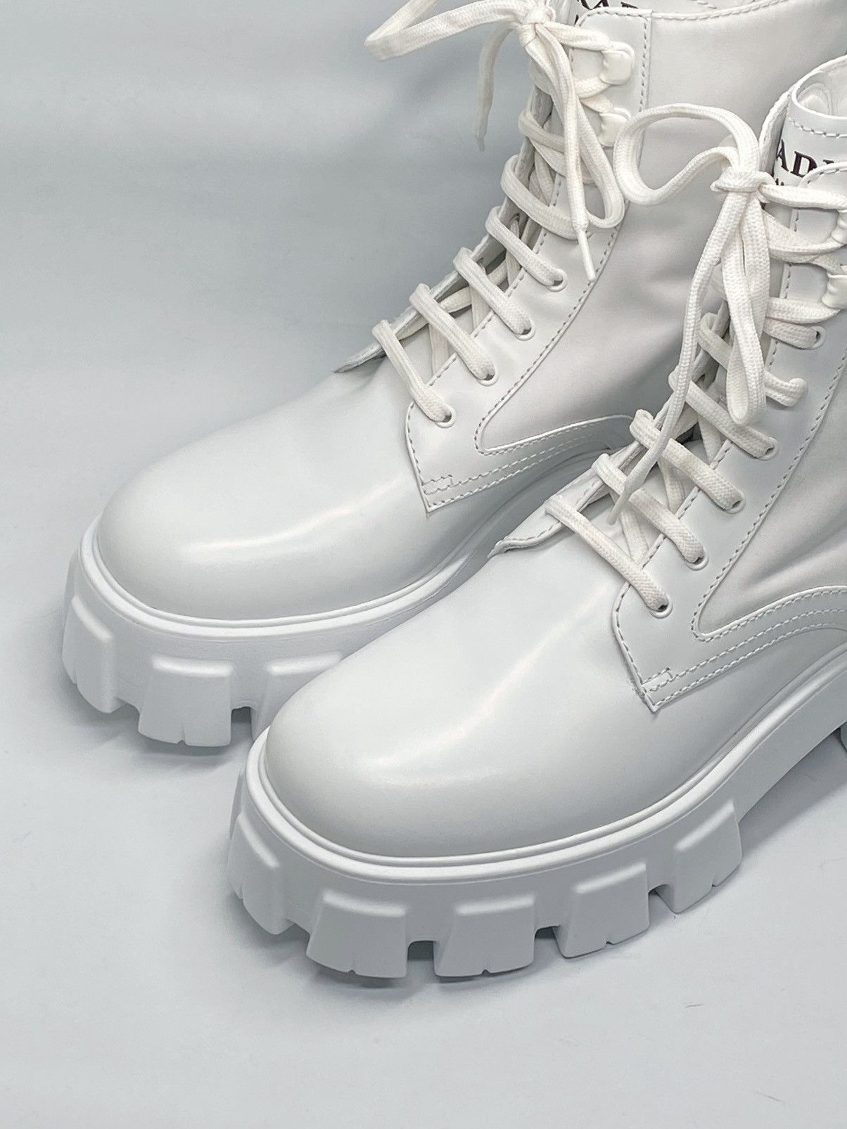 Prada Prada Monolith Leather & Nylon Lug Sole Combat boots size 40 Size US 10 / IT 40 - 3 Thumbnail