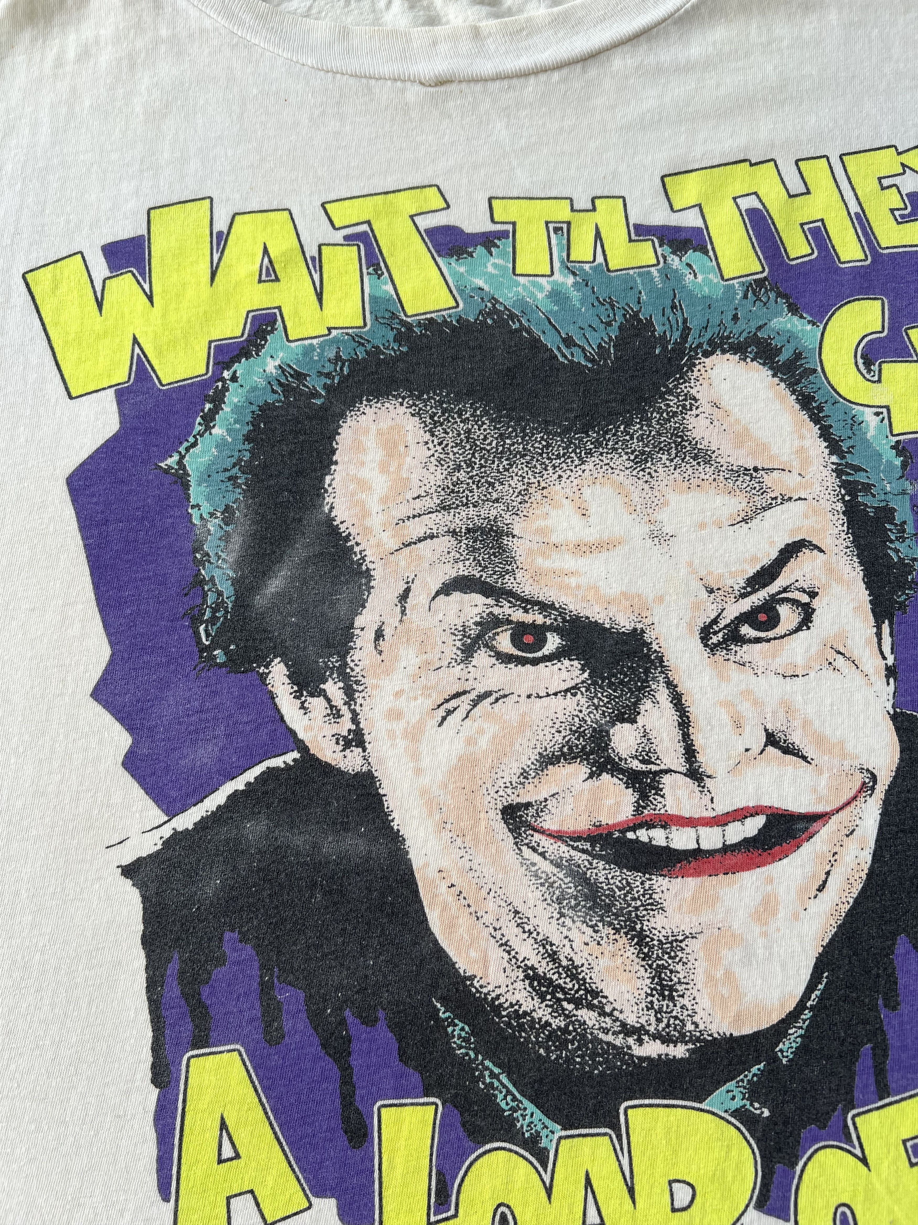 DC Comics Vintage 1989 Joker Jack Nicholson Batman Movie White T-shirt Size US XL / EU 56 / 4 - 4 Thumbnail