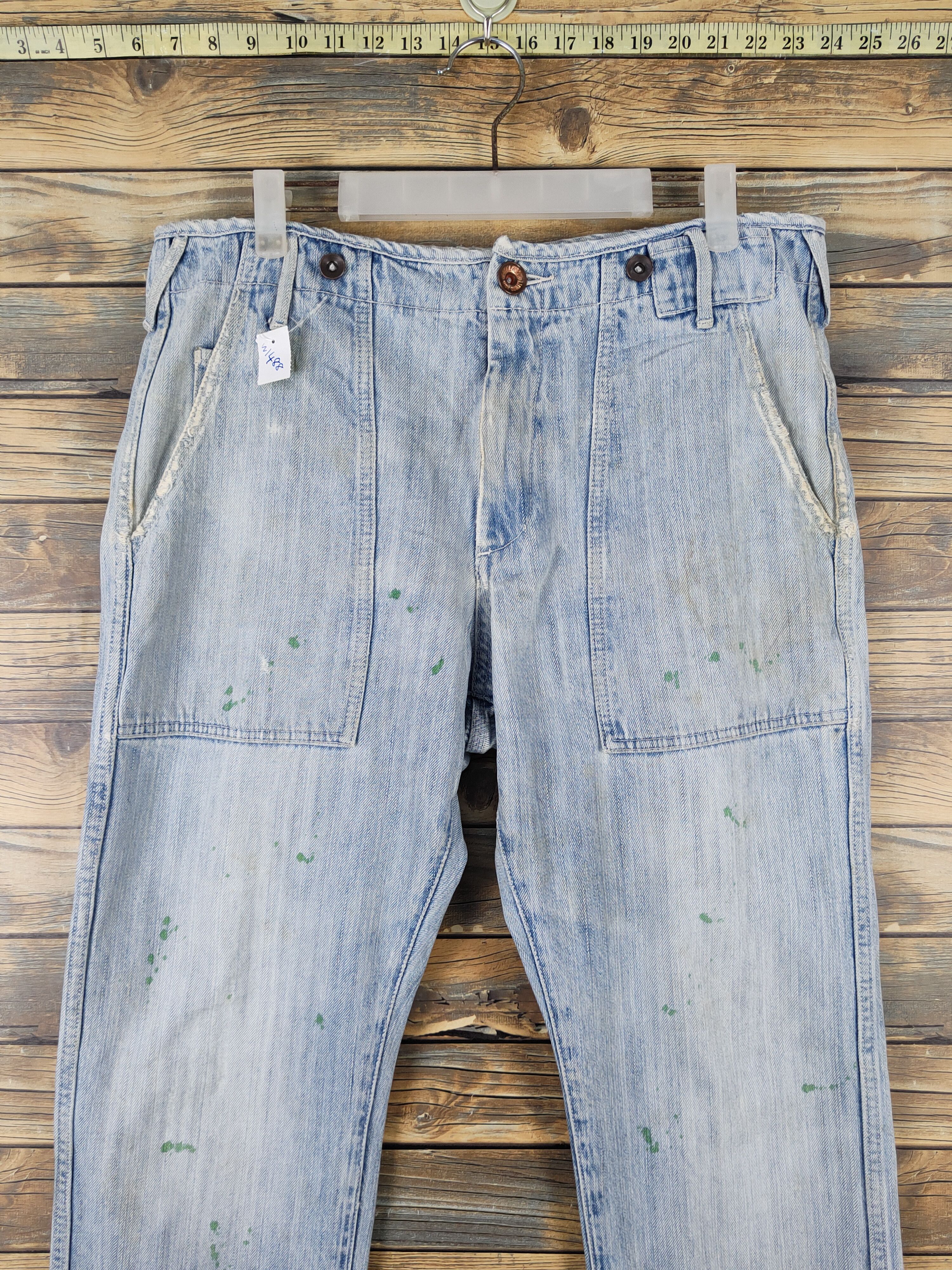 Global Work Global Work Light Blue Distressed Ripped denim Jeans #W1488 Size US 33 - 2 Thumbnail