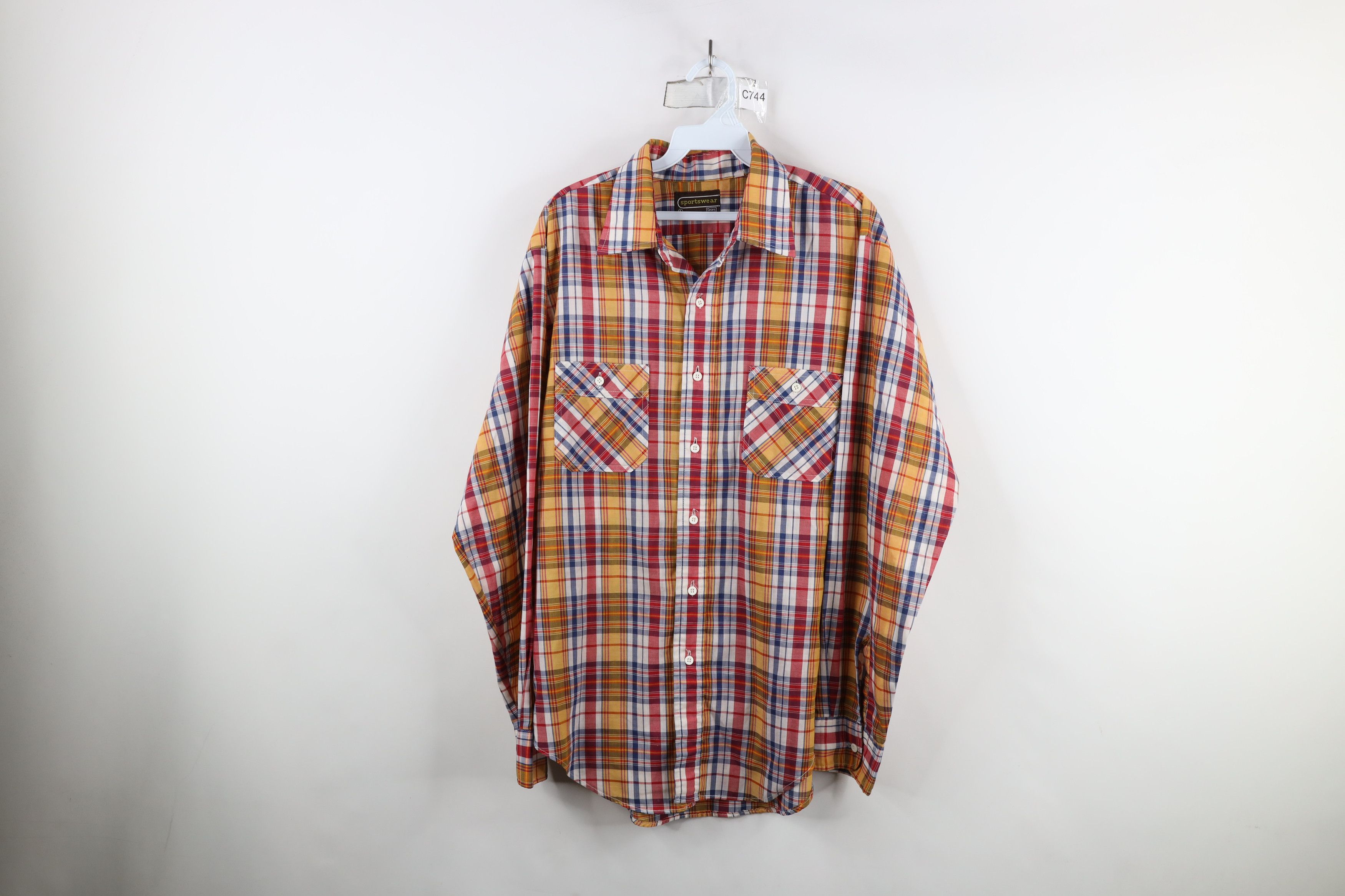 Vintage Vintage 70s Streetwear Cowboy Button Shirt Rainbow Plaid Size US L / EU 52-54 / 3 - 1 Thumbnail