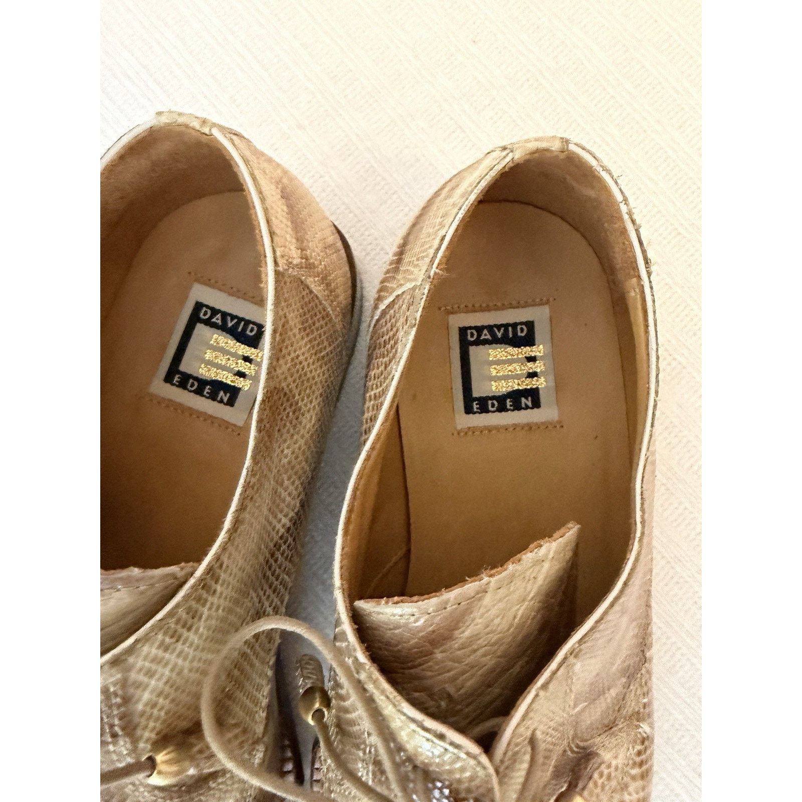 David Eden David Eden SPLASH Ostrich Leg Lizard Dress Shoes Tan Exotic Size US 10 / EU 43 - 6 Thumbnail