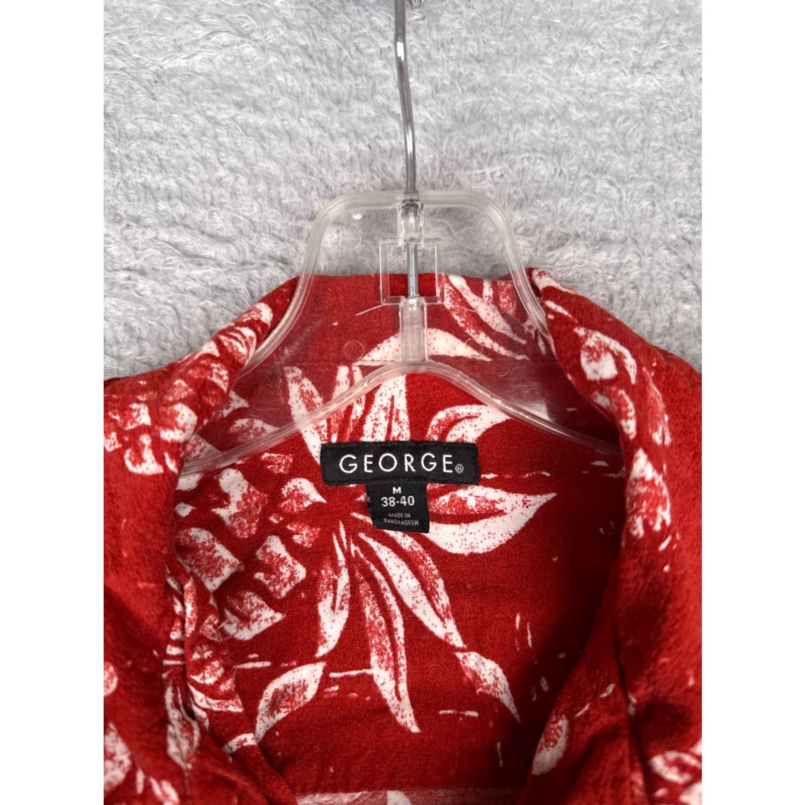 George George Shirt Adult Medium Red Pineapple Floral Button Up Hawaiian 100% Rayon - Men, Floral, Hawaiian, Button-Up, Short Sleeve, Viscose, George Size US M / EU 48-50 / 2 - 7 Thumbnail