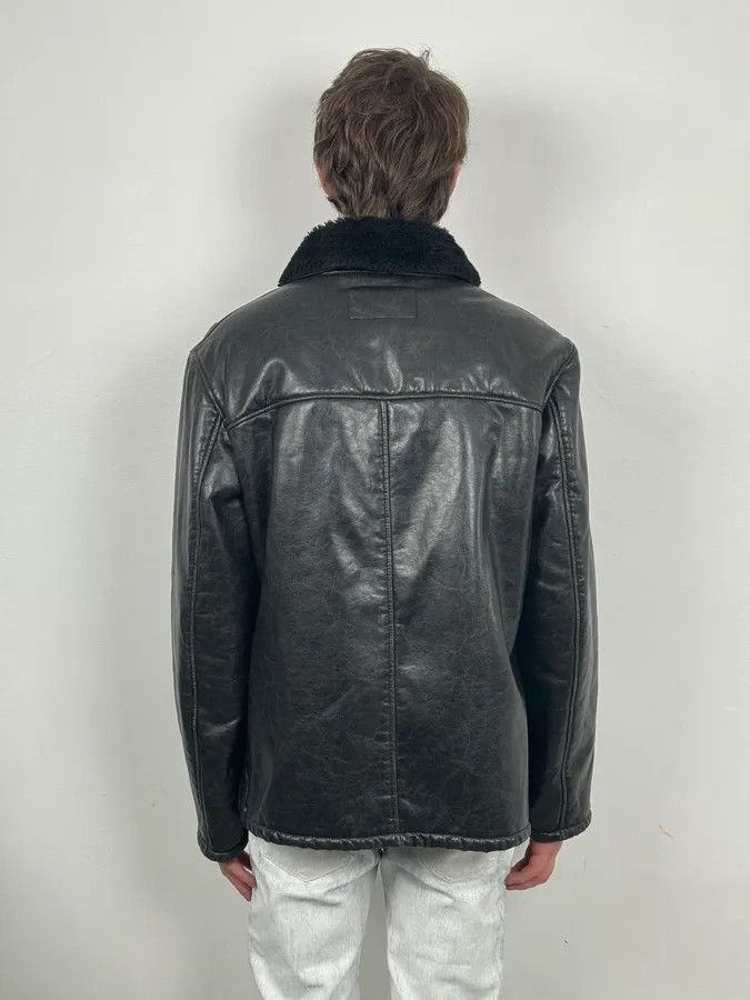 Armani 2000s Armani Black Faux Leather Fur Collar Jacket Size US L / EU 52-54 / 3 - 3 Thumbnail