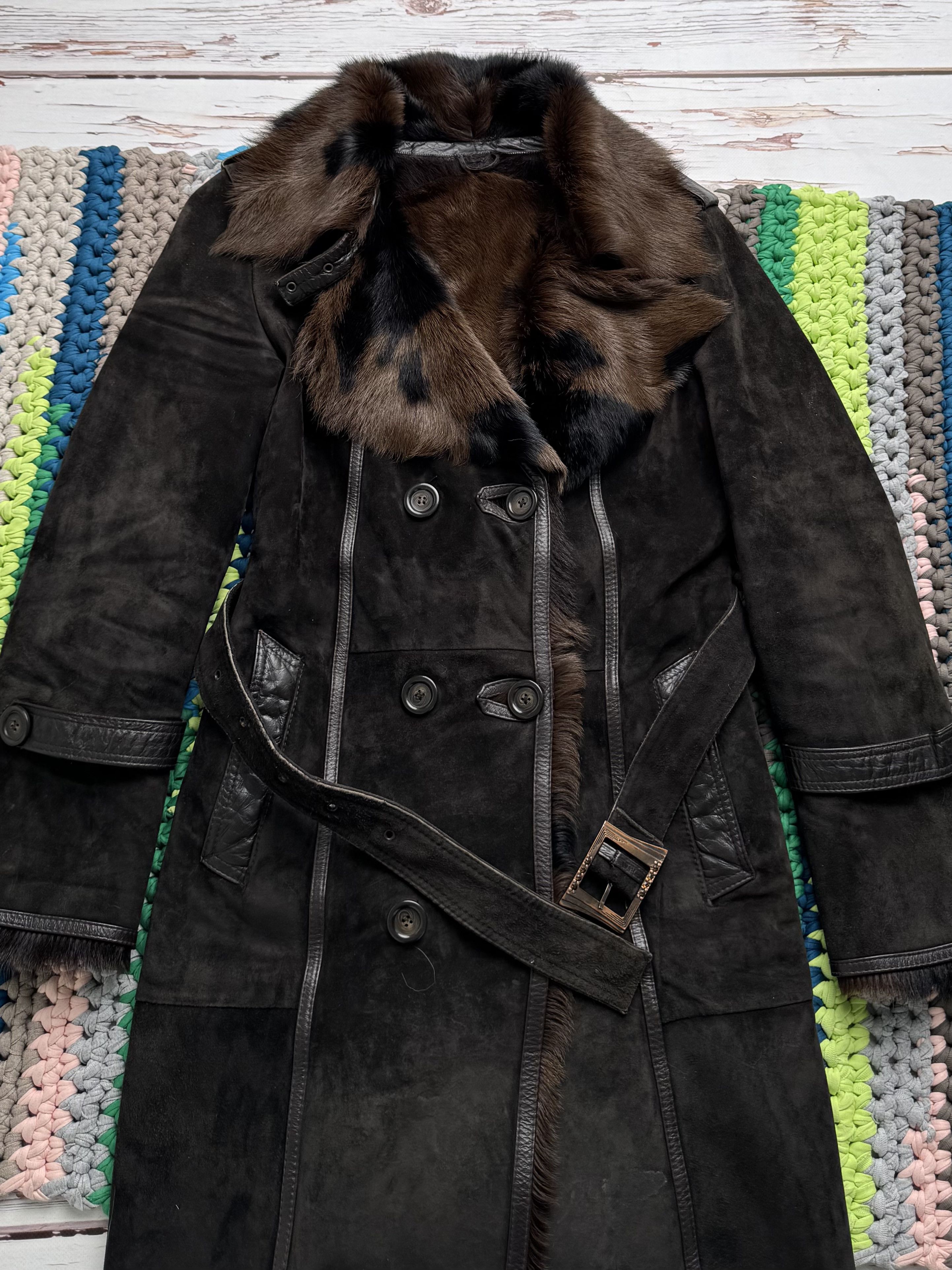 Vintage Vintage Real Leather&Fur Coat With Belt (D15)(D10) Size S / US 4 / IT 40 - 6 Thumbnail