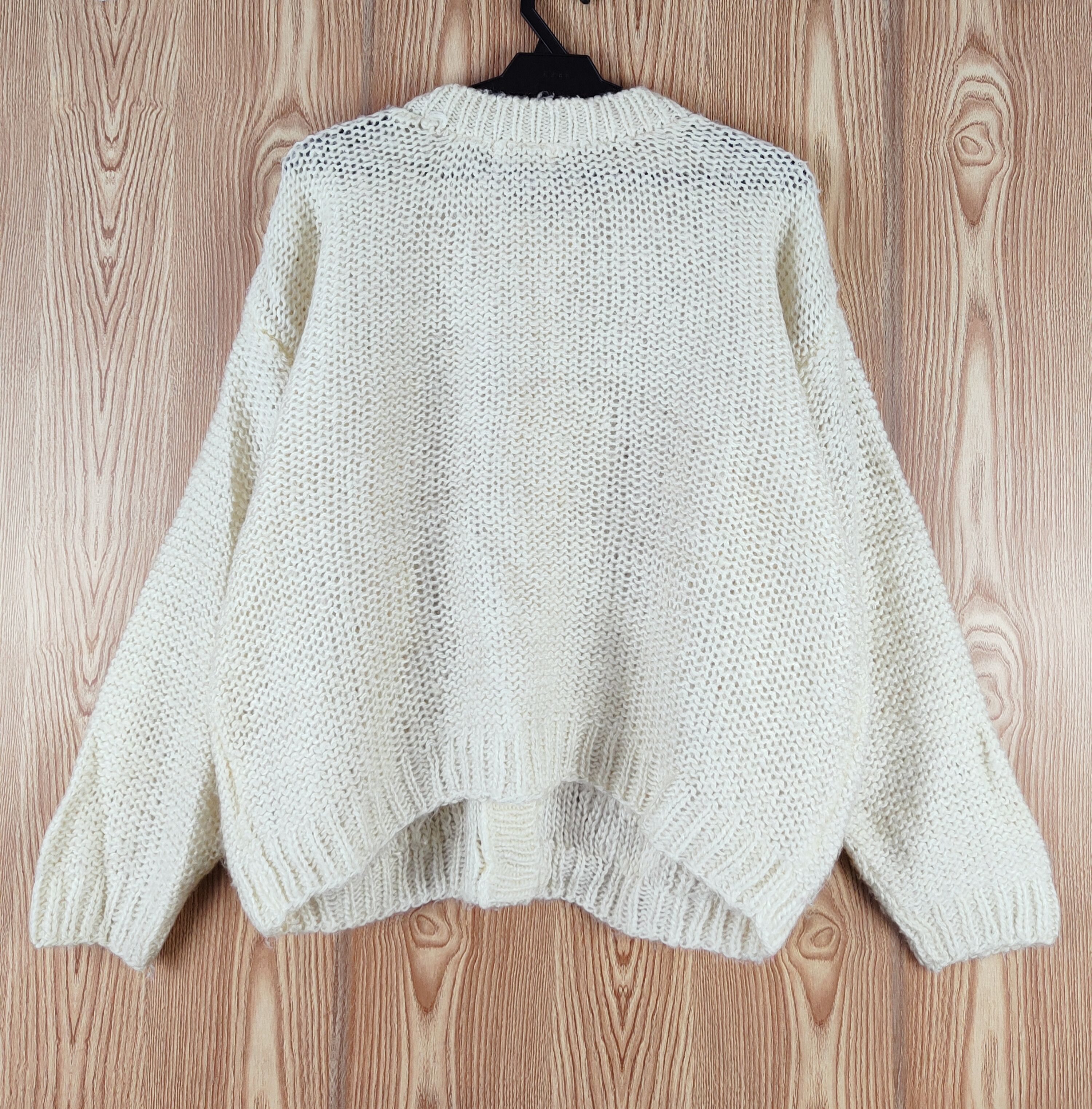 Japanese Brand Pop Box Ivory meshnet vintage Knitwear Cardigan #W065 Size L / US 10 / IT 46 - 7 Thumbnail