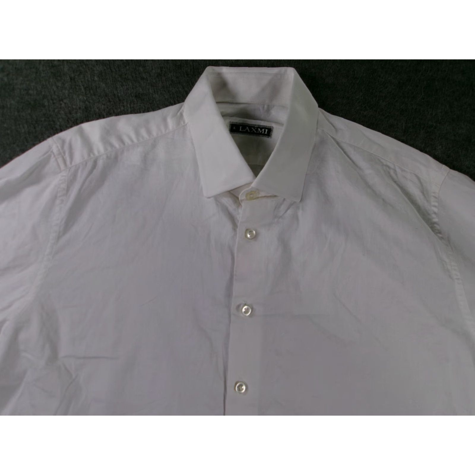 Vintage VINTAGE LAXMI Dress Shirt Men Large White Long Sleeve French Cuff Button Down Classic Size 42R - 2 Thumbnail
