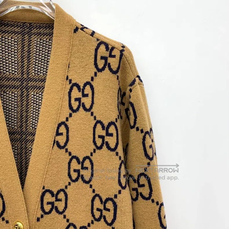 Gucci Gucci Colour block logo jacquard full-print wool V-neck si Size M / US 6-8 / IT 42-44 - 8 Thumbnail