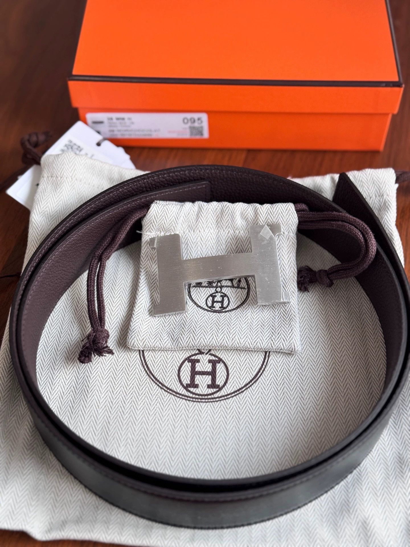 Hermes HERMES Constance Men Black Choc Calf Silver 95cm Size 38 - 1 Thumbnail