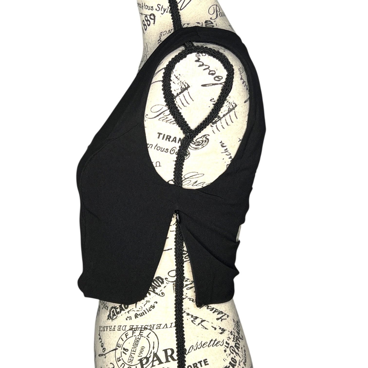 Krisa Open Cut Out Strap Back Scoop Neck Zip Side Crop Top Size S / US 4 / IT 40 - 5 Thumbnail