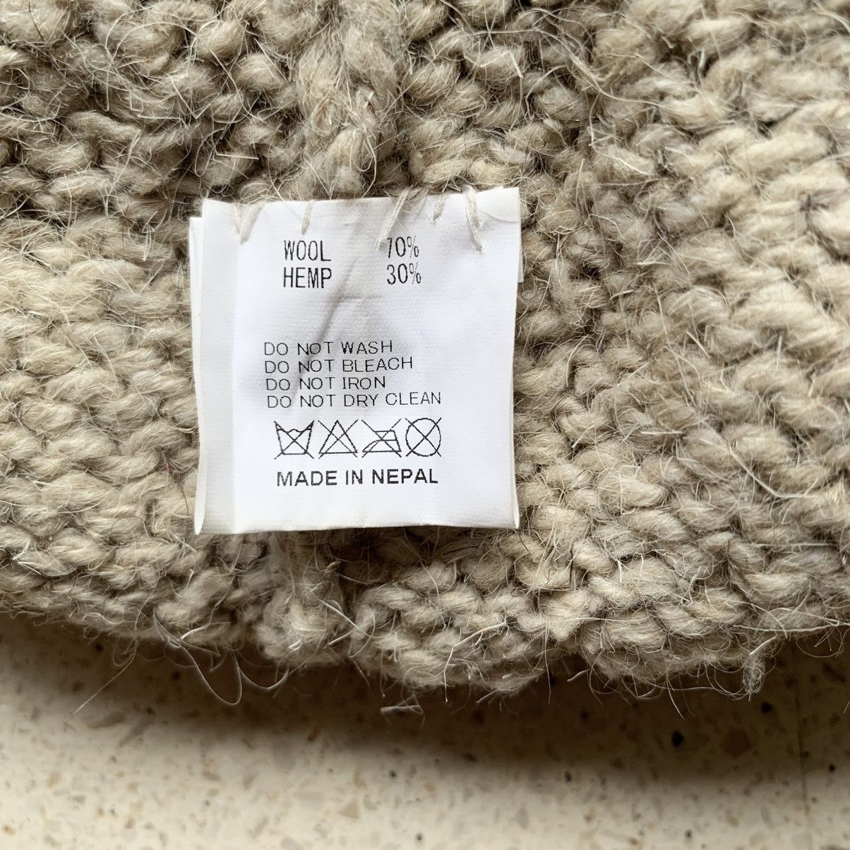 Japanese Brand Gohemp removeable wooden pin wool and hemp knit beanie Size ONE SIZE - 3 Thumbnail