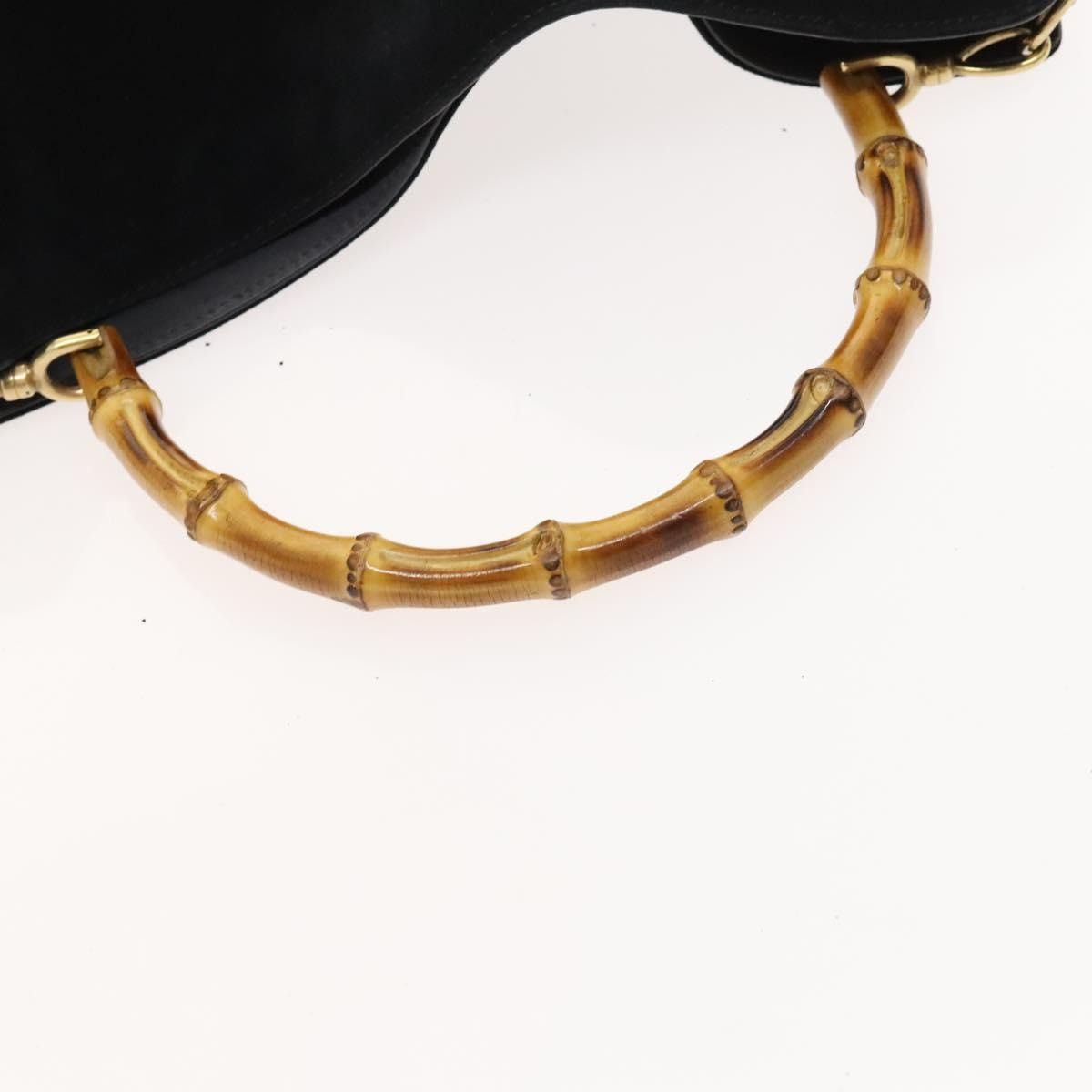 Gucci GUCCI Bamboo Hand Bag Suede Black Gold 001 1014 001 1014 Size ONE SIZE - 7 Thumbnail