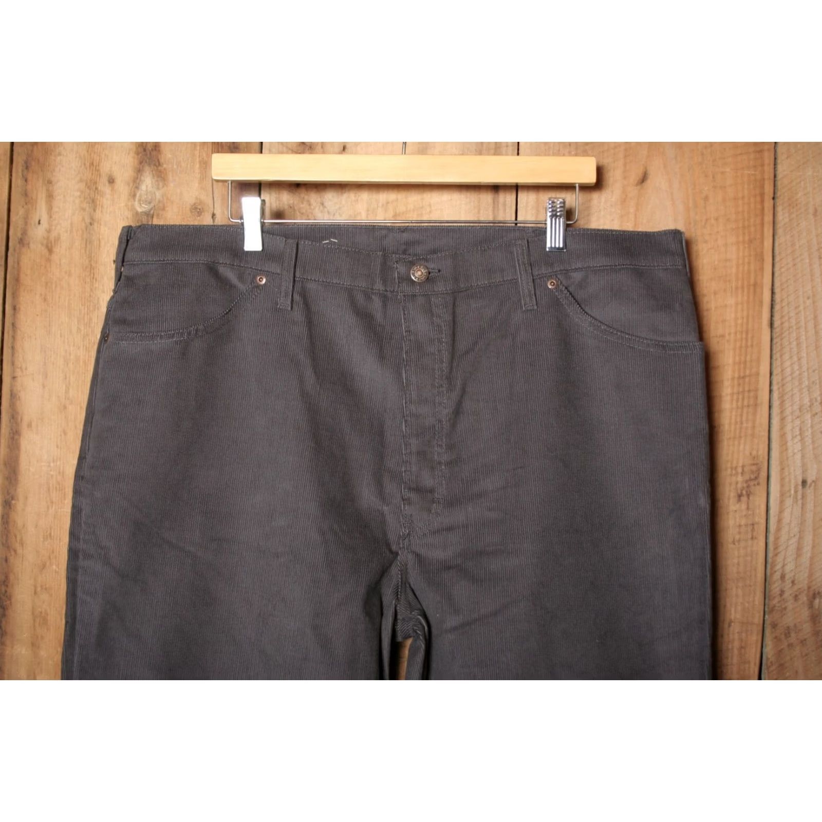 JCPenney VINTAGE JCPenney Pants Bootcut Corduroy Gray 42x32 Mens Regular Wide Trouser Jeans 42x32 Mens Bootsuit? Size 42R - 2 Thumbnail