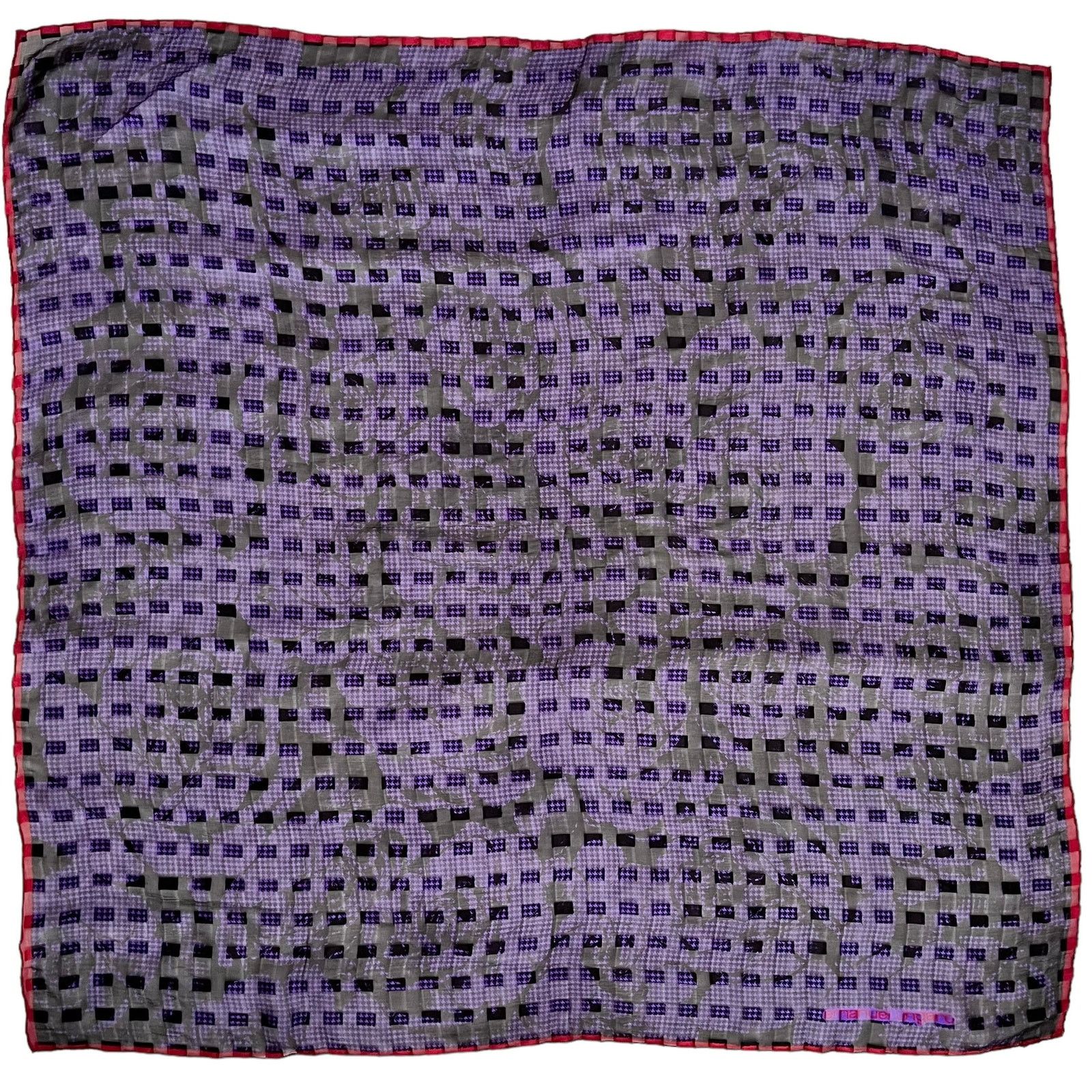 Emanuel Ungaro × Vintage Vintage Emanuel Ungaro Purple Houndstooth Silk Burnout Scarf Size ONE SIZE - 1 Thumbnail