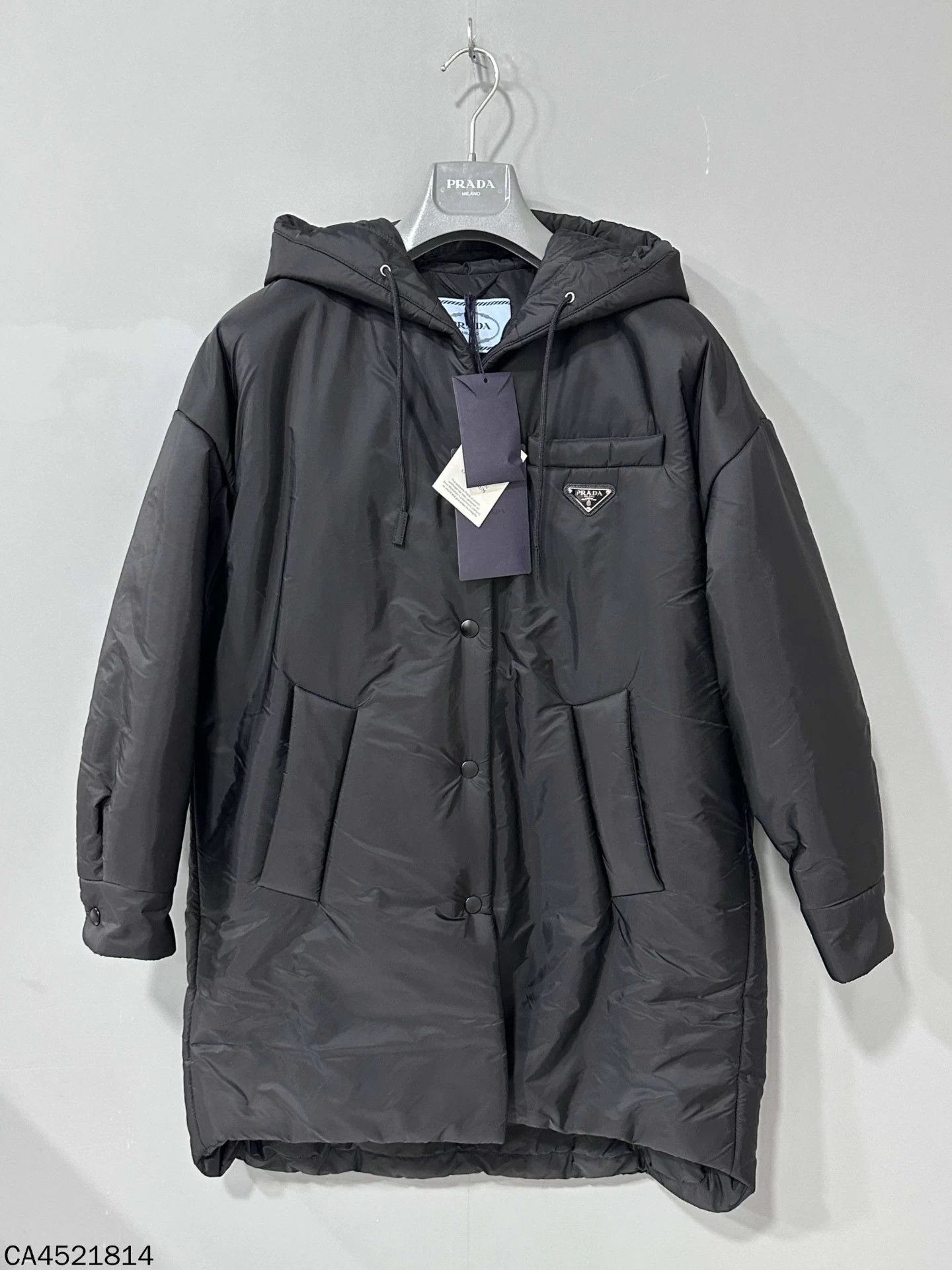 Prada PRADA black tri-logo recycled nylon long puffer coat 36 Size XS / US 0-2 / IT 36-38 - 1 Thumbnail